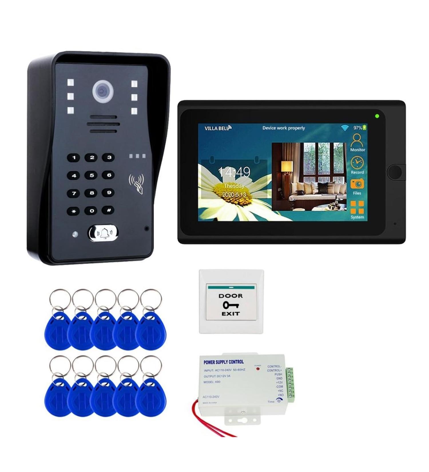 7'' WiFi Video Intercom System Video Doorbell Phone Kit with Lock +Power +BUON Mobile Phone APP Keyfob Password Unlock (Color : with Electric Lock) (Without Lock Kit) - Buy Online on GoSupps.com