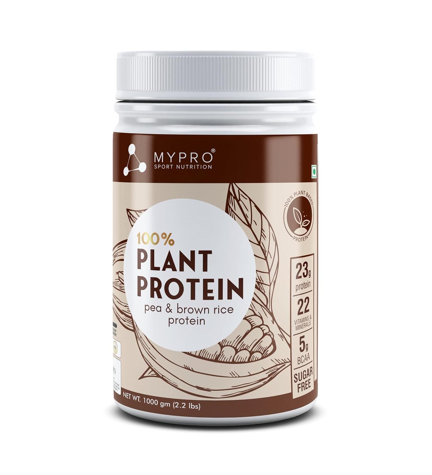 Buy My pro Sport Nutrition Plant Protein Powder - Vegan Pea & Brown Rice (23g Protein 22 Vitamins 5g BCAA) - Chocolate 1000g - International Shipping - Buy Online on GoSupps.com