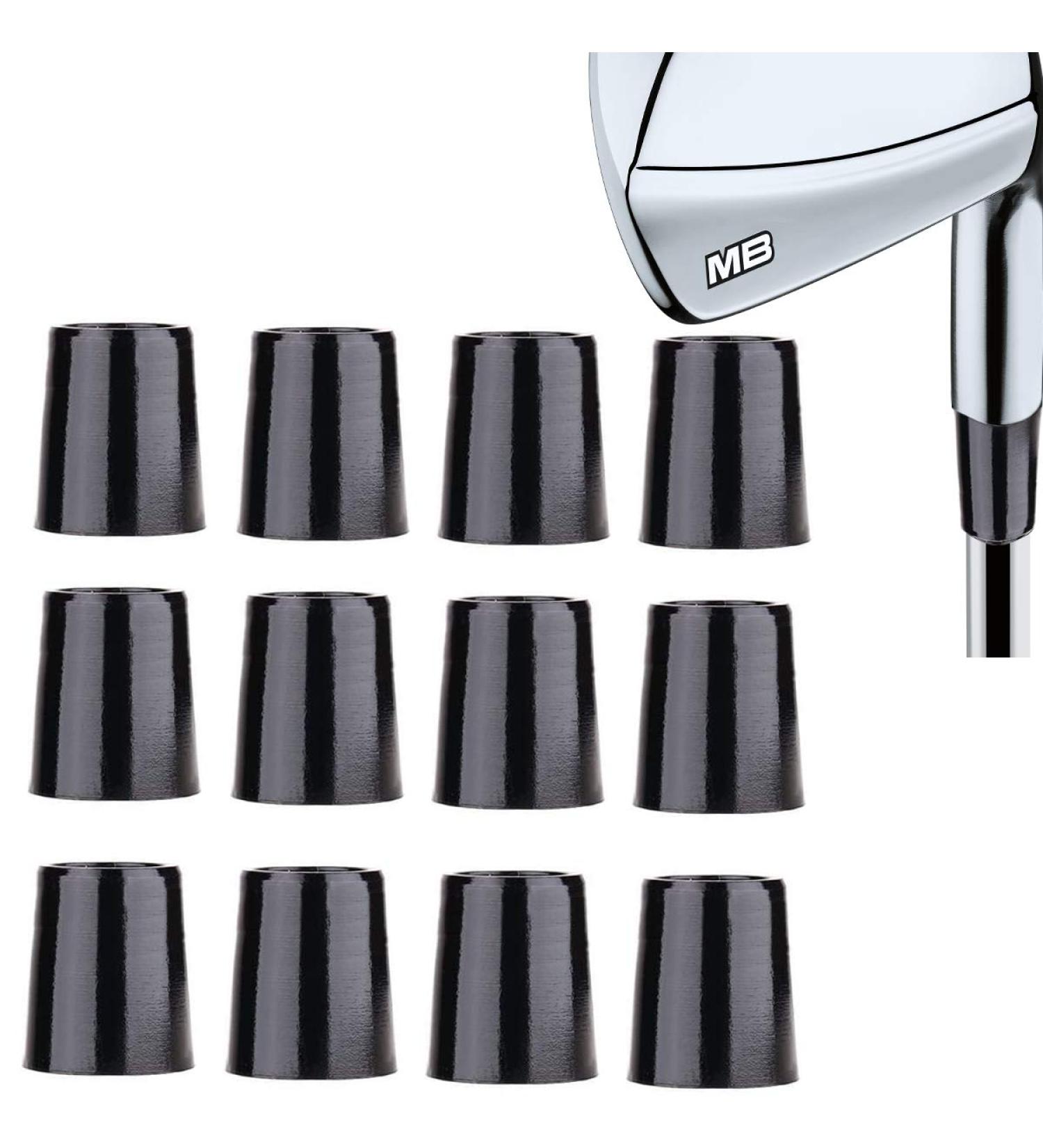 Aliennana Golf Iron Ferrules .370 12 Pack - Black/Double Chrome Ring - ID 0.370, OD 0.540, Length 0.750 - ALL BLACK - Buy Online on GoSupps.com