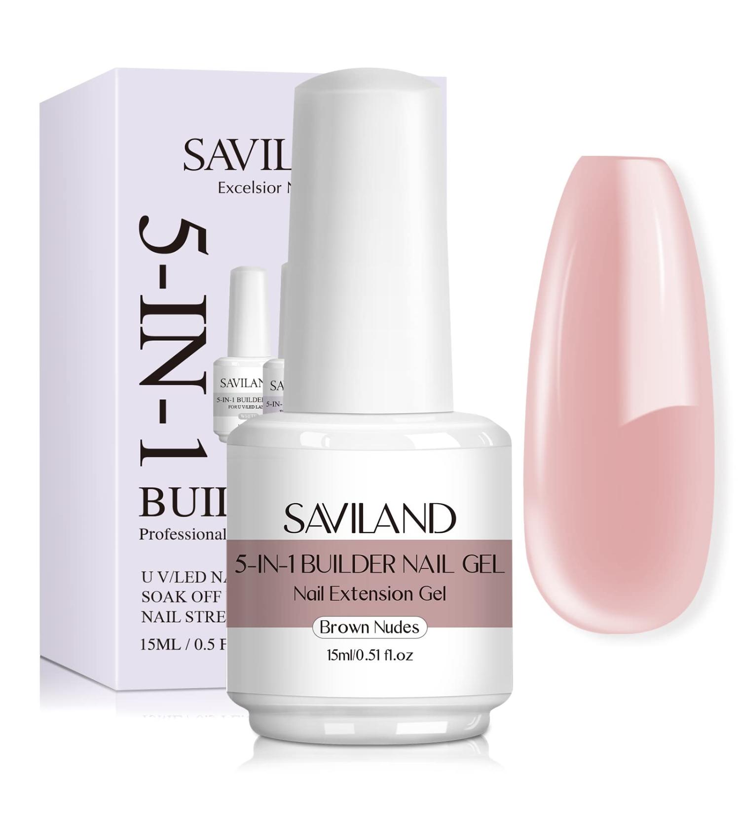 Saviland 5 in 1 Builder Nail Gel - Brown Nudes 15ml | Strengthening UV/LED Gel for Nails Repair & Extension - Buy Online on GoSupps.com
