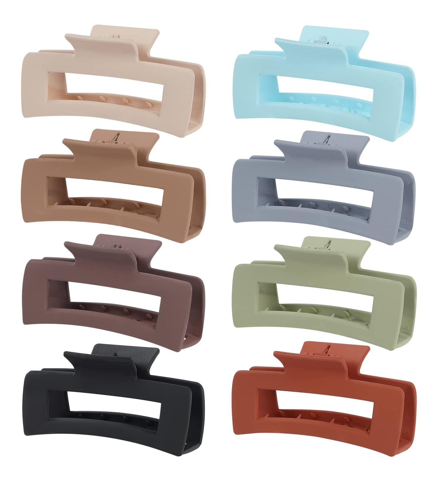 8 Pack 4.1 Inch Rectangle Hair Claw Clips for Women and Girls - Matte Finish, Non-slip, Strong Hold Hair Accessories - Buy Online on GoSupps.com