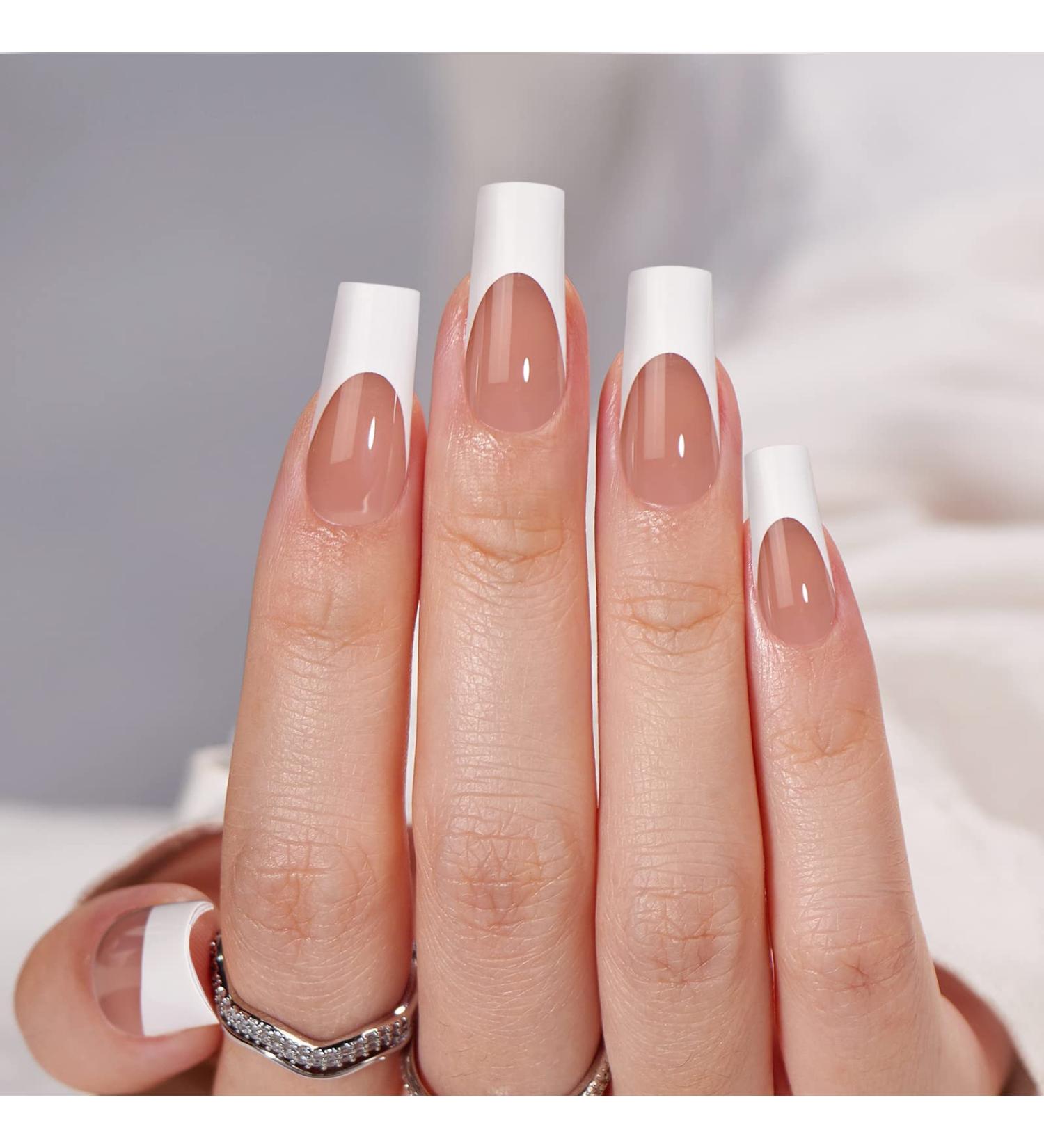 Bartbox French Press On Nails Ballerina | 30 Piece Coffin Fake Nails Set with Nail Glue - Brown 114 for Women & Girls - Buy Online on GoSupps.com