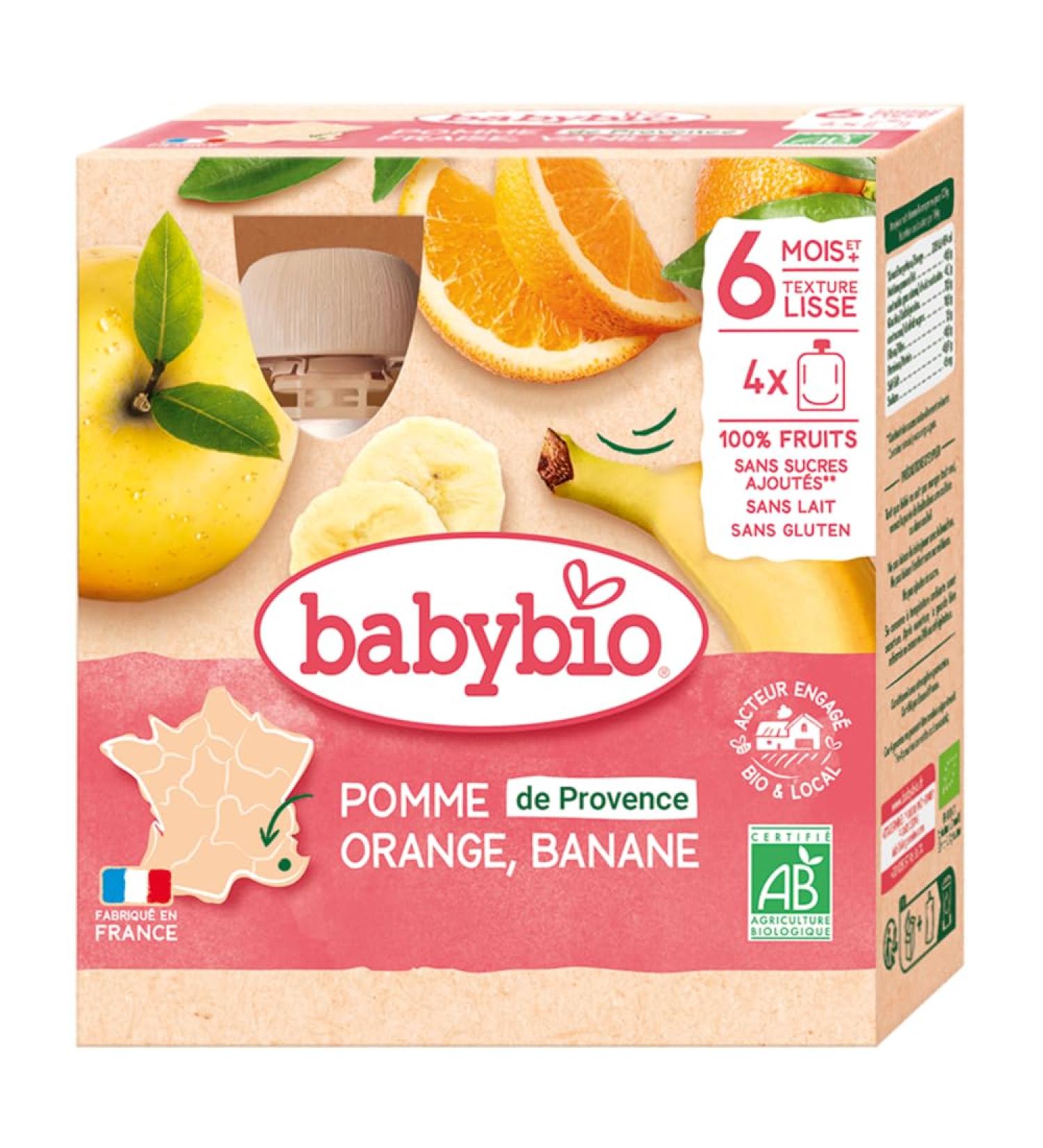 Babybio - Organic Apple Gourds from Nouvelle-Aquitaine/Orange/Banana - From 6 months - 360g - Buy Online on GoSupps.com