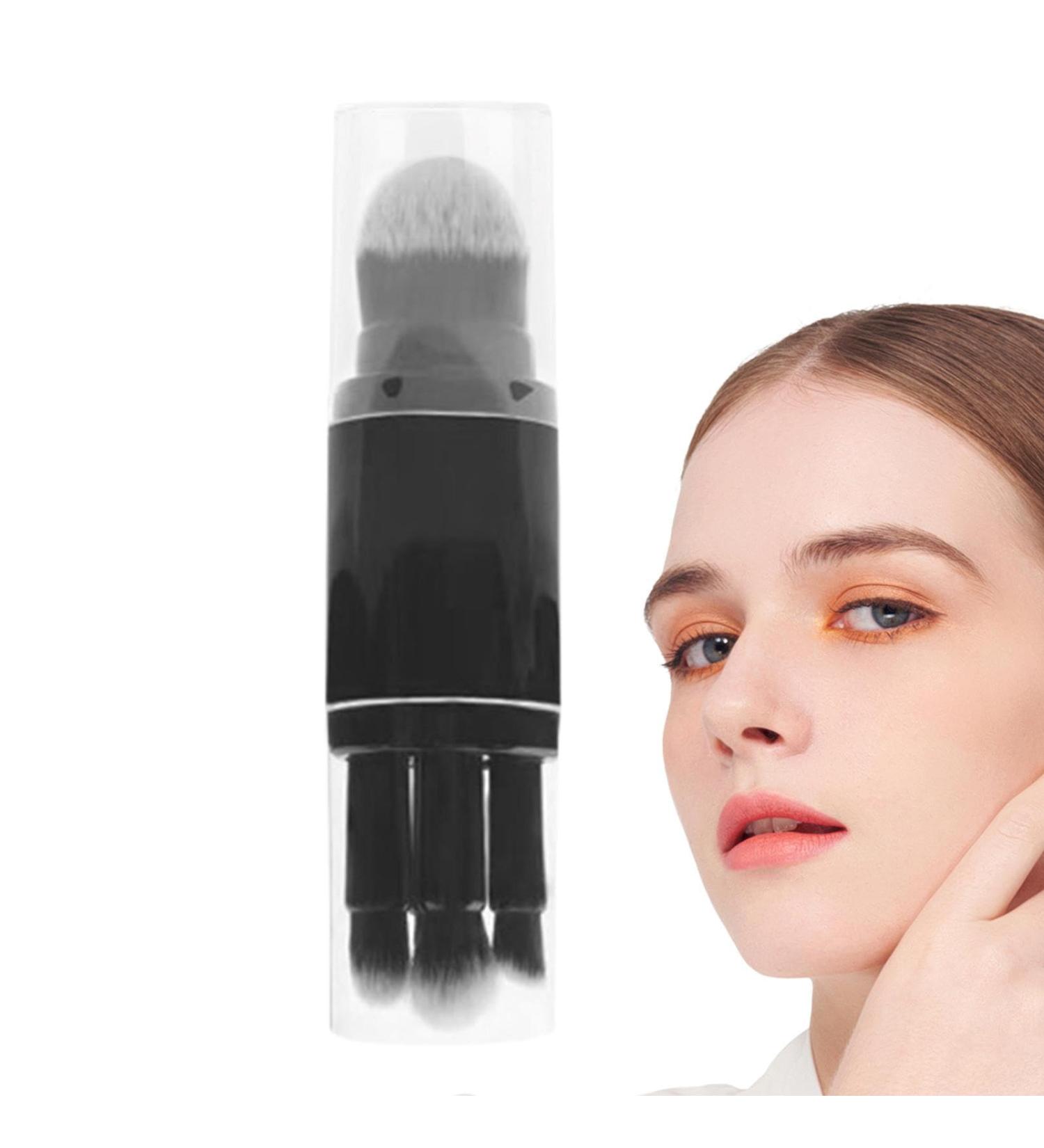 Travel Makeup Brushes | 5 In 1 Cute Makeup Brush Set - All In 1 Cute Retractable Professional Brushes Beauty Tool For Women & Girls Black - Buy Online on GoSupps.com