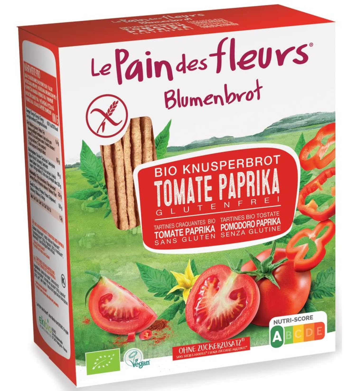 Flower bread crispy bread slices tomato pepper organic 150g