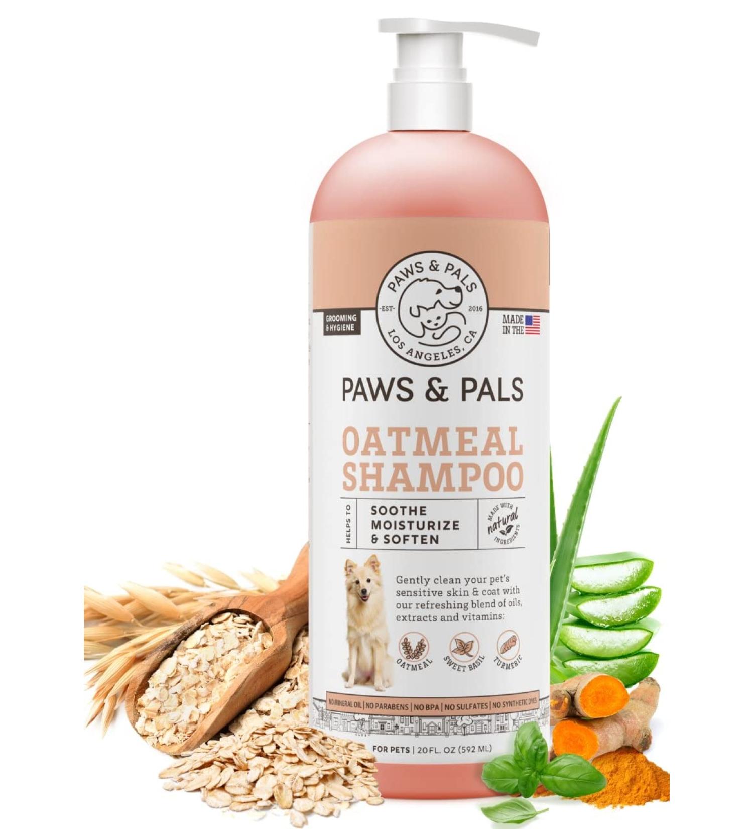 6-in-1 Medicated Dog Shampoo & Conditioner for Itchy Skin - Vet Formula for De-Shedding, Itch Relief, Smelly Odor - Made in USA - 20oz Oatmeal - Dogs & Cats Pet Wash - Buy Online on GoSupps.com