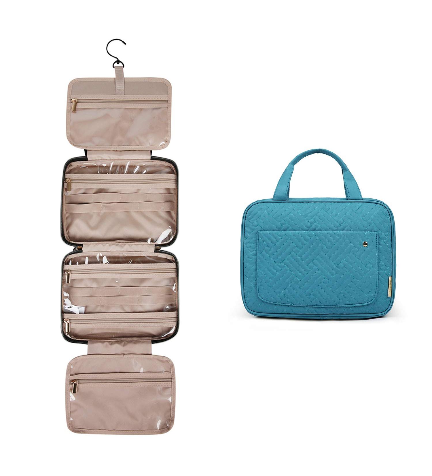 BAGSMART Large Hanging Toiletry Bag | Womens Cosmetic Travel Wash Bag | Lake Blue | Full-Sized Container | - Buy Online on GoSupps.com