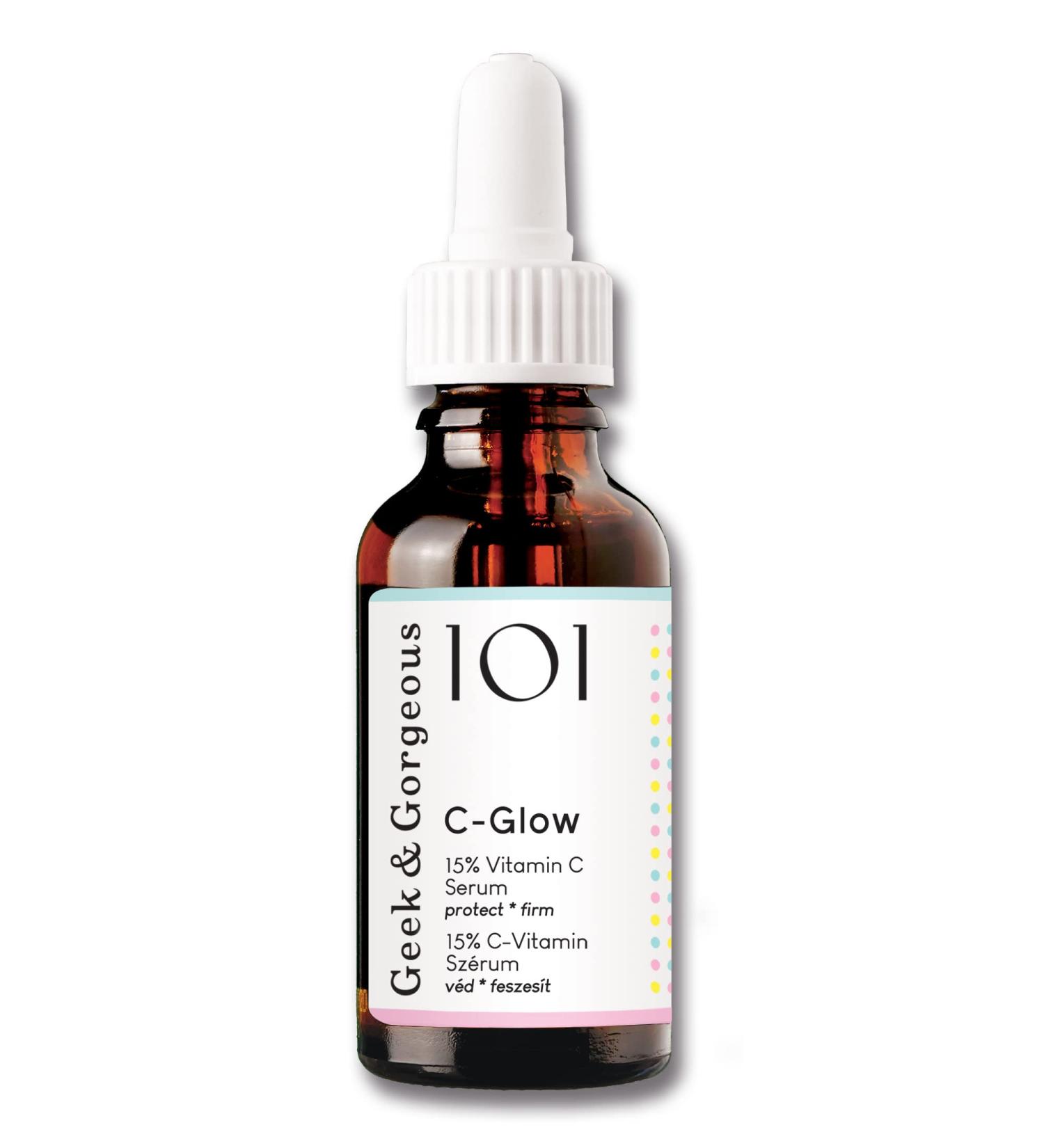 Geek & Gorgeous 101 C-Glow 15% Vitamin C Serum - Antioxidant Protection & Collagen Boost - 30ml - Buy Online on GoSupps.com