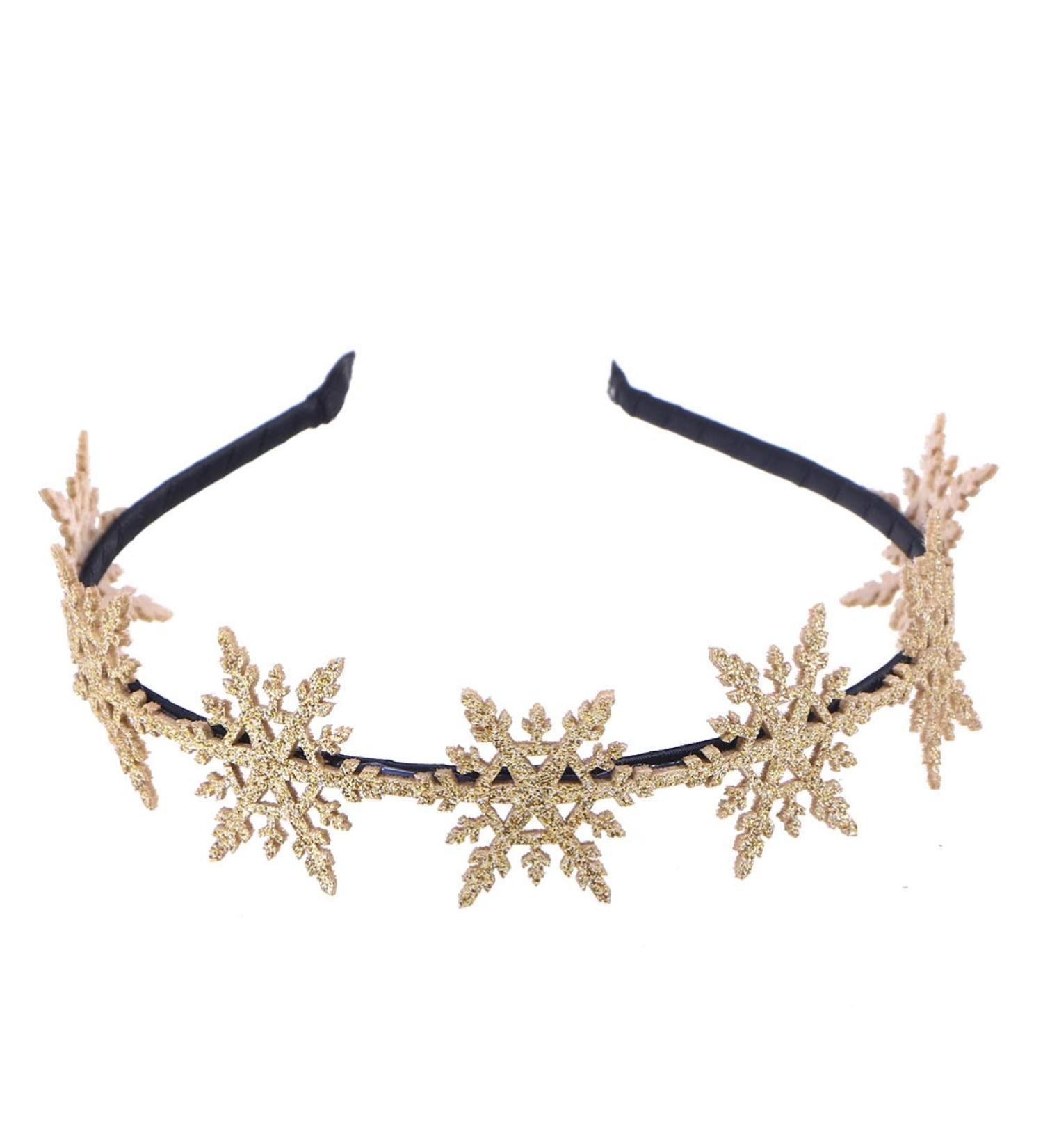 FRCOLOR Glitter Snowflake Headband - Cute Christmas Hair Accessories for Festive Hair Styling (Golden) - Buy Online on GoSupps.com