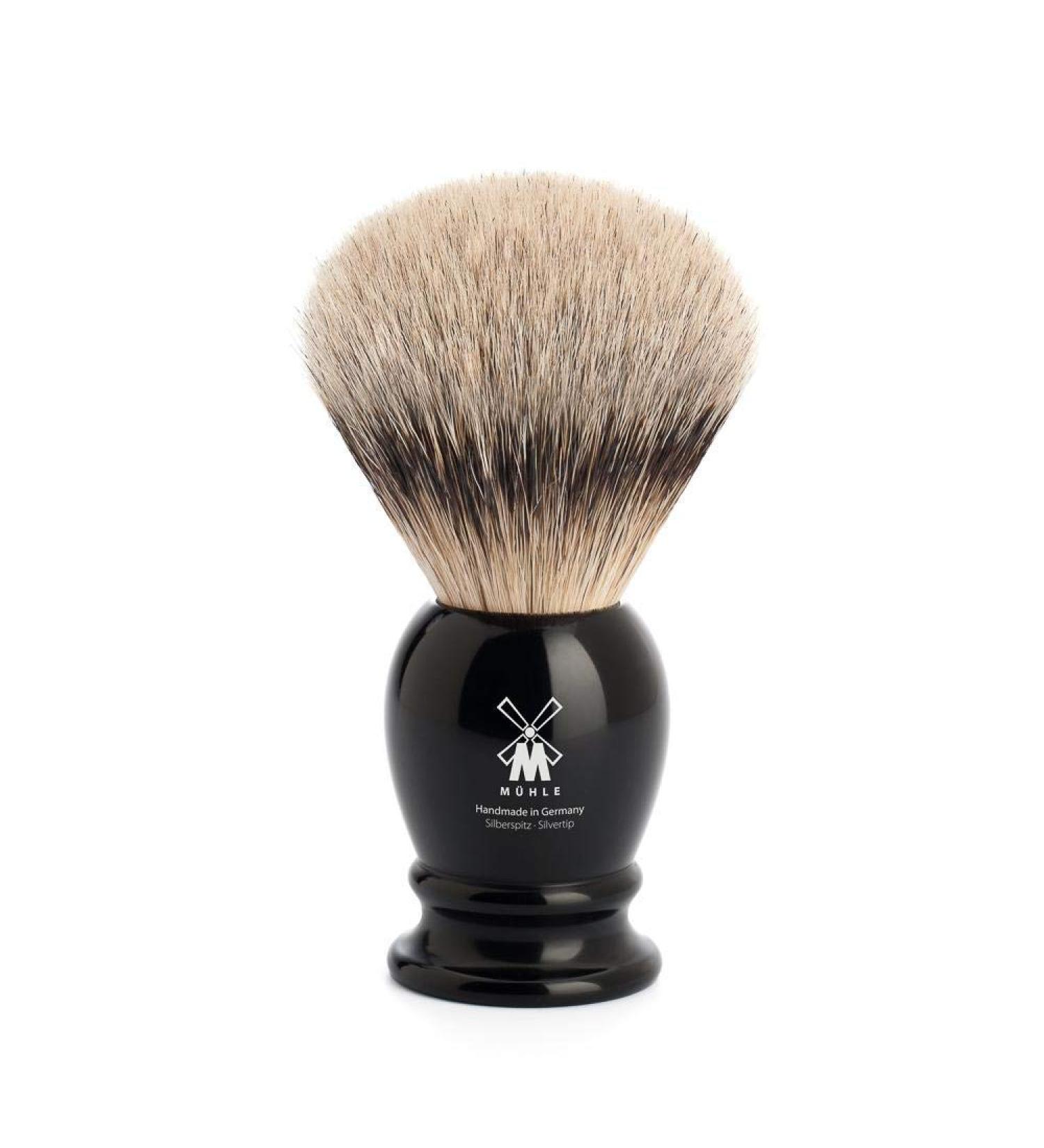 MHLE CLASSIC Silvertip Badger Luxury Natural Shaving Brush Large Black