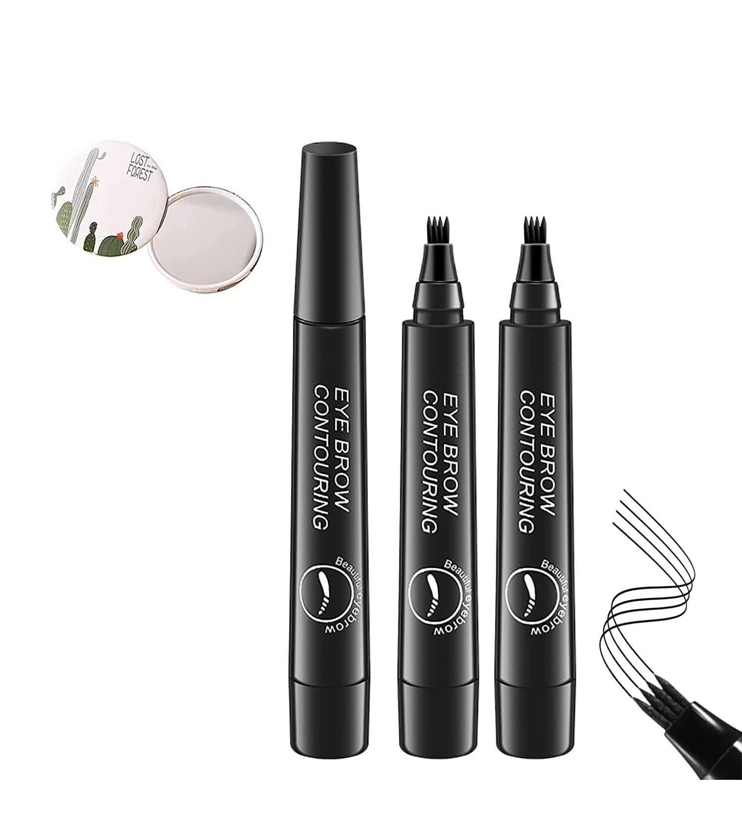 Matezis Eyebrow Pencil 2pcs Lumierez Brow Pen 4 Tipped Precise Brow Pen Long Lasting Microblading Eyebrow Pen (Black) - Buy Online on GoSupps.com