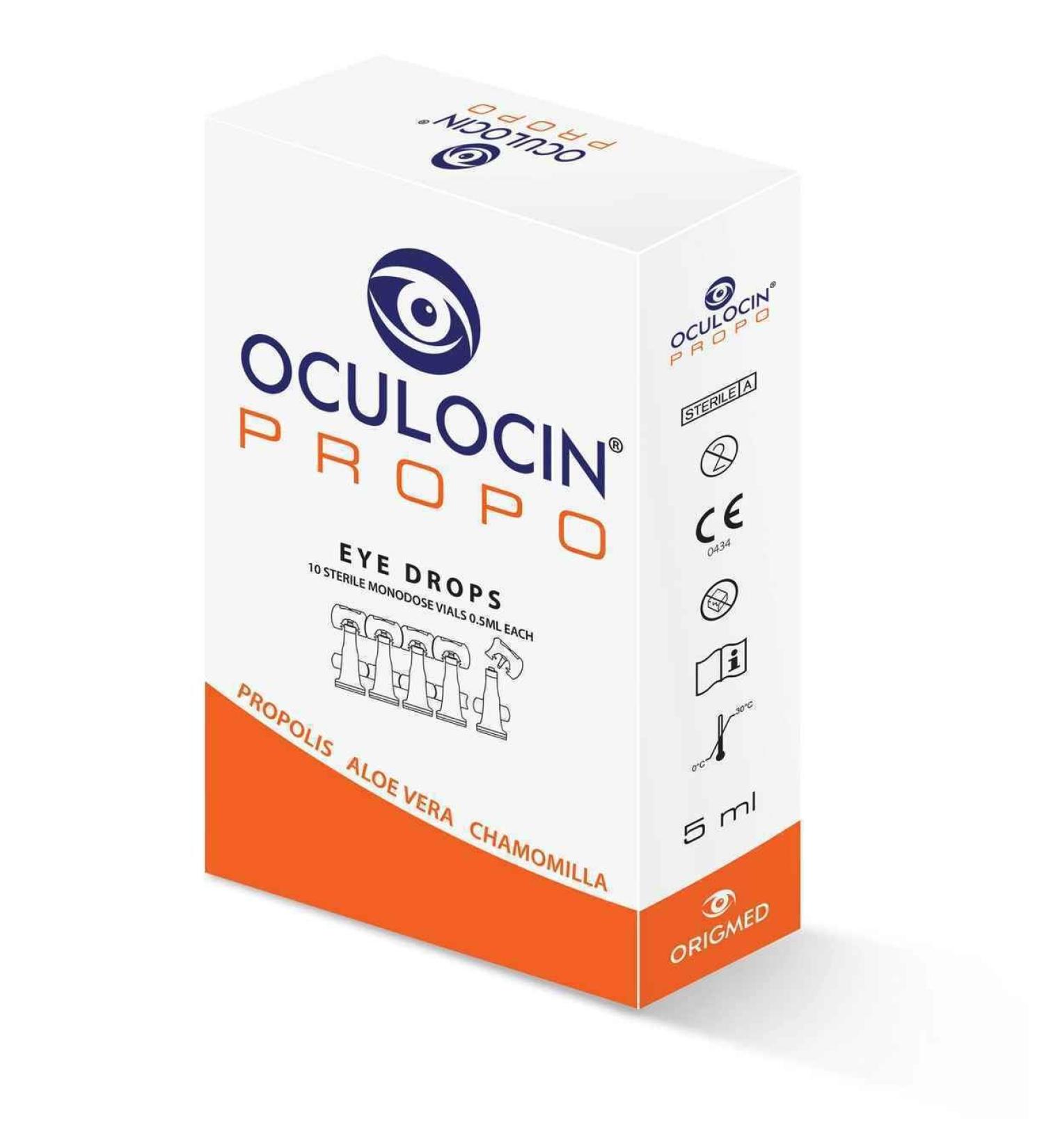 Oculocin PROPO eye drops 10 monodose vials - with propolis aloe vera chamomile for dry irritated tired eyes