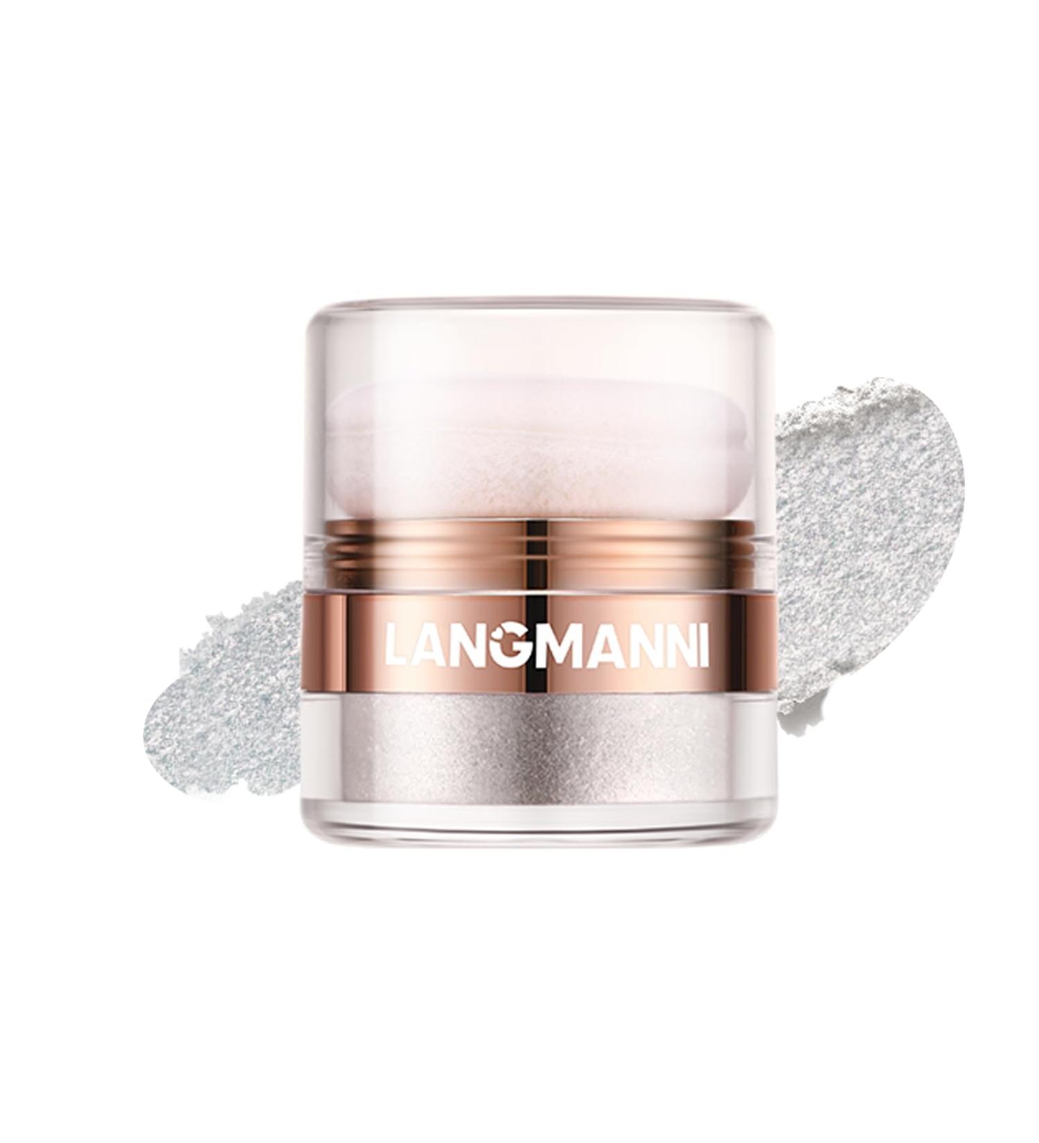 Glitter Body Highlighter Powder - Silvery Face & Body Shimmer for Glow Makeup with Sponge Head - Buy Online on GoSupps.com
