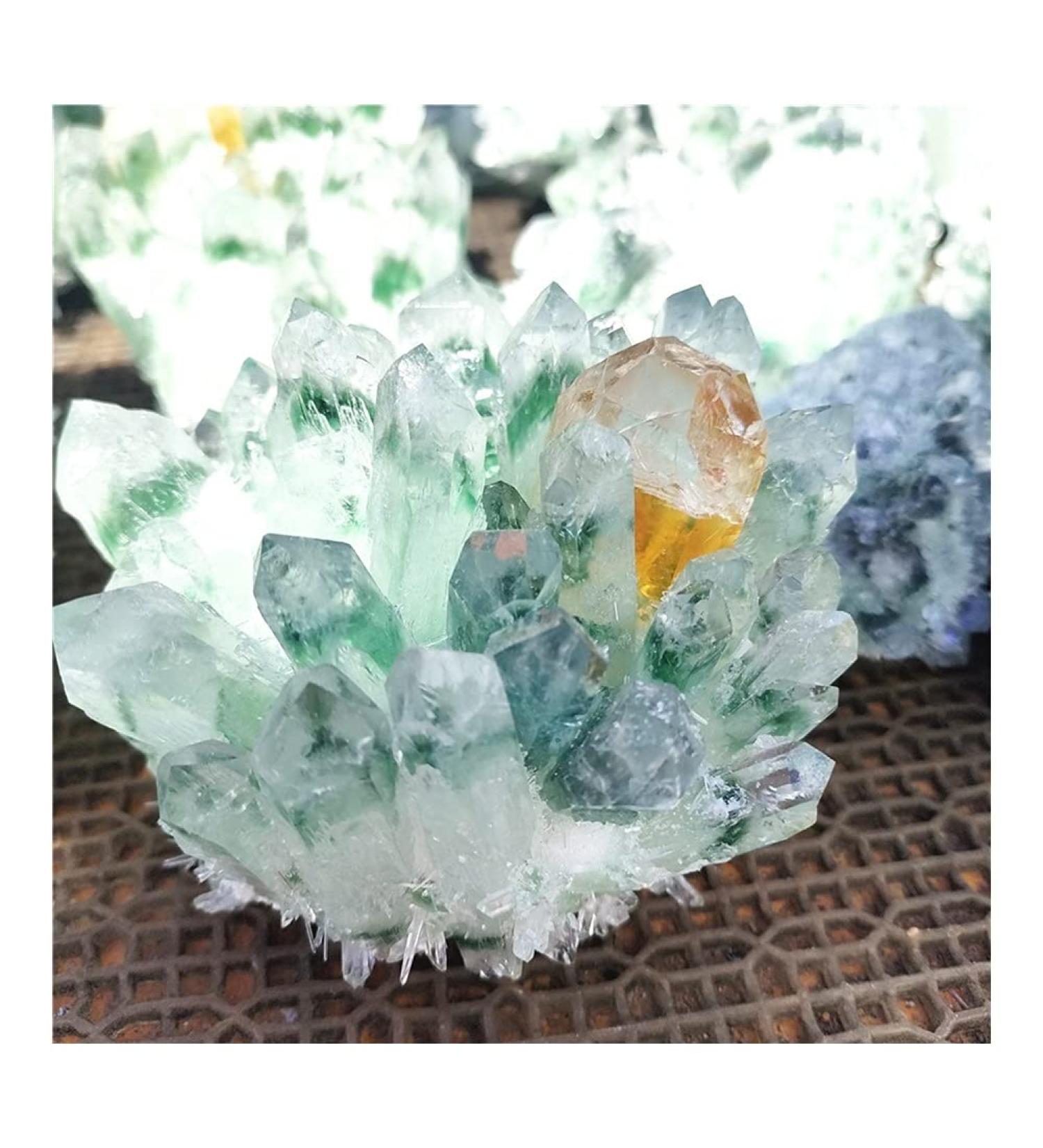 500-600g Hot Green Ghost Quartz Crystal Cluster Stones Specimen for Home Decoration Fengshui Freeform kaixun - Buy Online on GoSupps.com