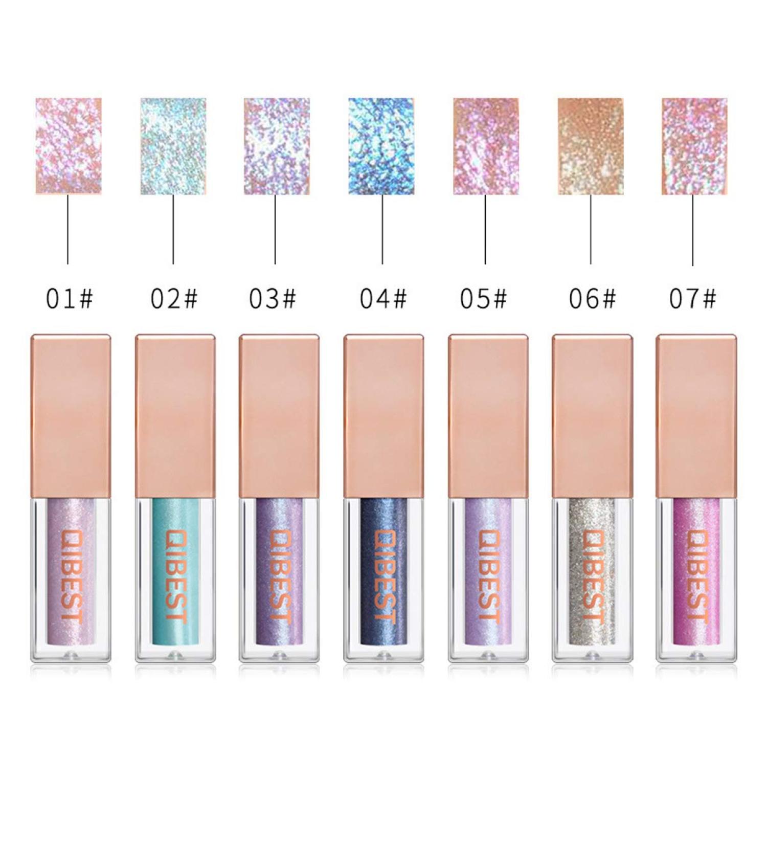 Diamond Glow Liquid Eye Shadow 7 Colors Set Metals Glitter Shimmer Eyeliners Long Lasting Waterproof Sparkling - Buy Online on GoSupps.com