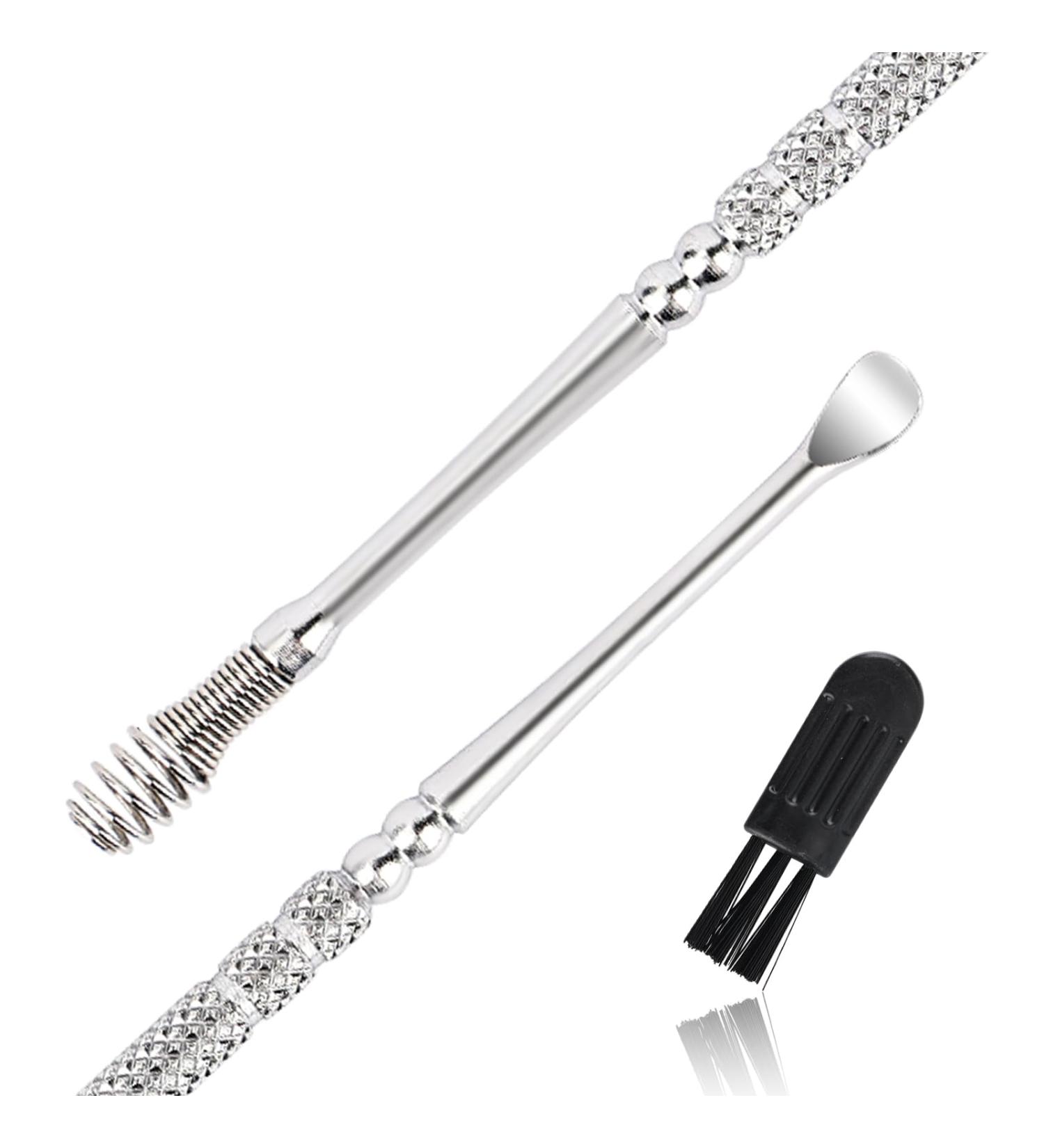Stainless Steel Spiral Ear Wax Remover Double Ended Ear Cleaner with Brush and Storage Box - Silver | Ear Pick Tool for Ear Wax Removal - Buy Online on GoSupps.com