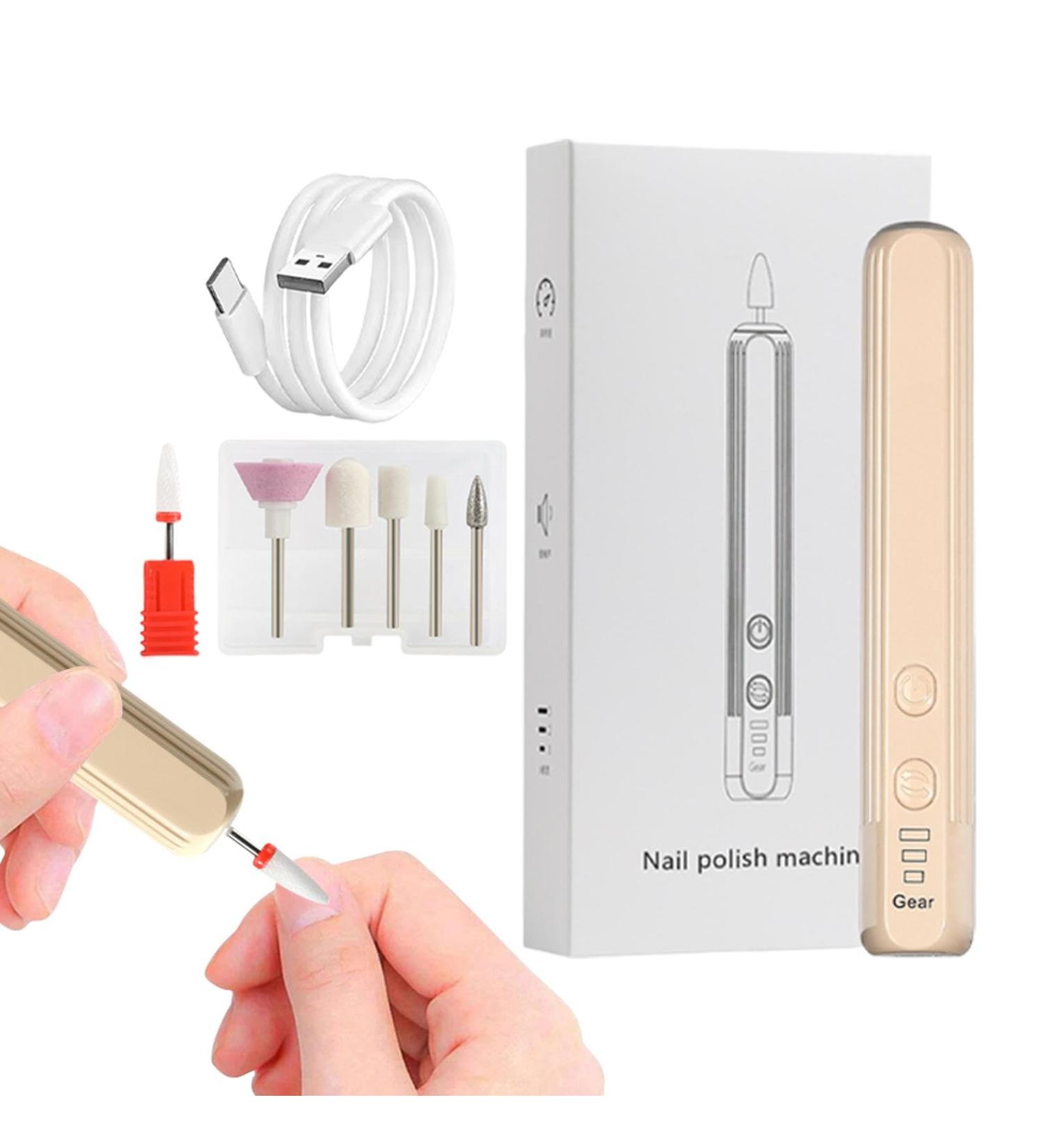 Fiakup Electric Nail File for Acrylic Nails | Electric Nail File Set - Compact Portable Design Nail Drill Kit Hand Foot Care Tool for Acrylic Gel Nails Home Salon Use Khaki English Version - Buy Online on GoSupps.com