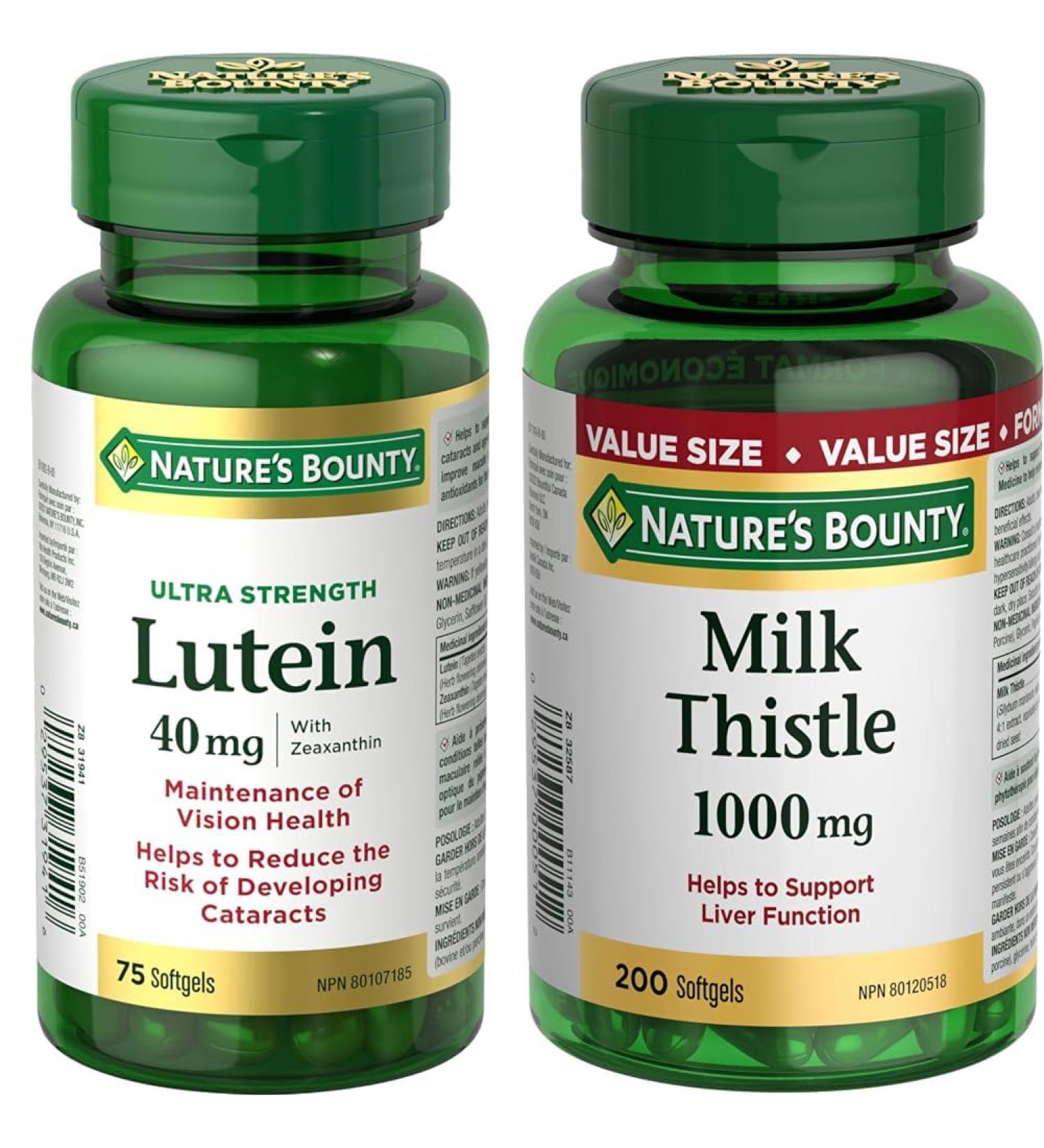 Nature's Bounty Ultra Strength Lutein 40mg with Zeaxanthin Eye Health Supplements Support Vision H & Milk Thistle Pills and Herbal Health Supplement Helps Supports Liver Function SUPPLEMENT + SUPPLEMENT 800949 - Buy Online on GoSupps.com