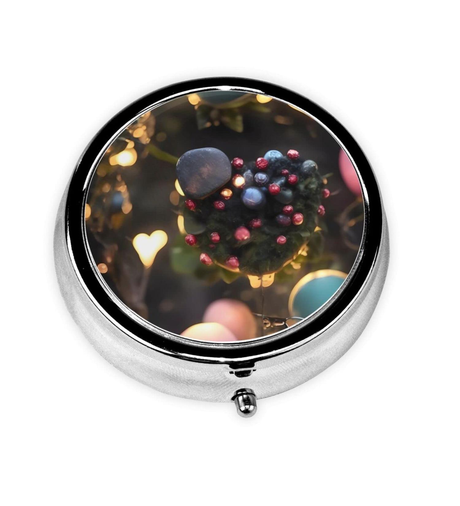 Jungle of Love Round Pill Box - 3 Compartment Travel Pill Organizer for Purse & Pocket - Buy Online on GoSupps.com