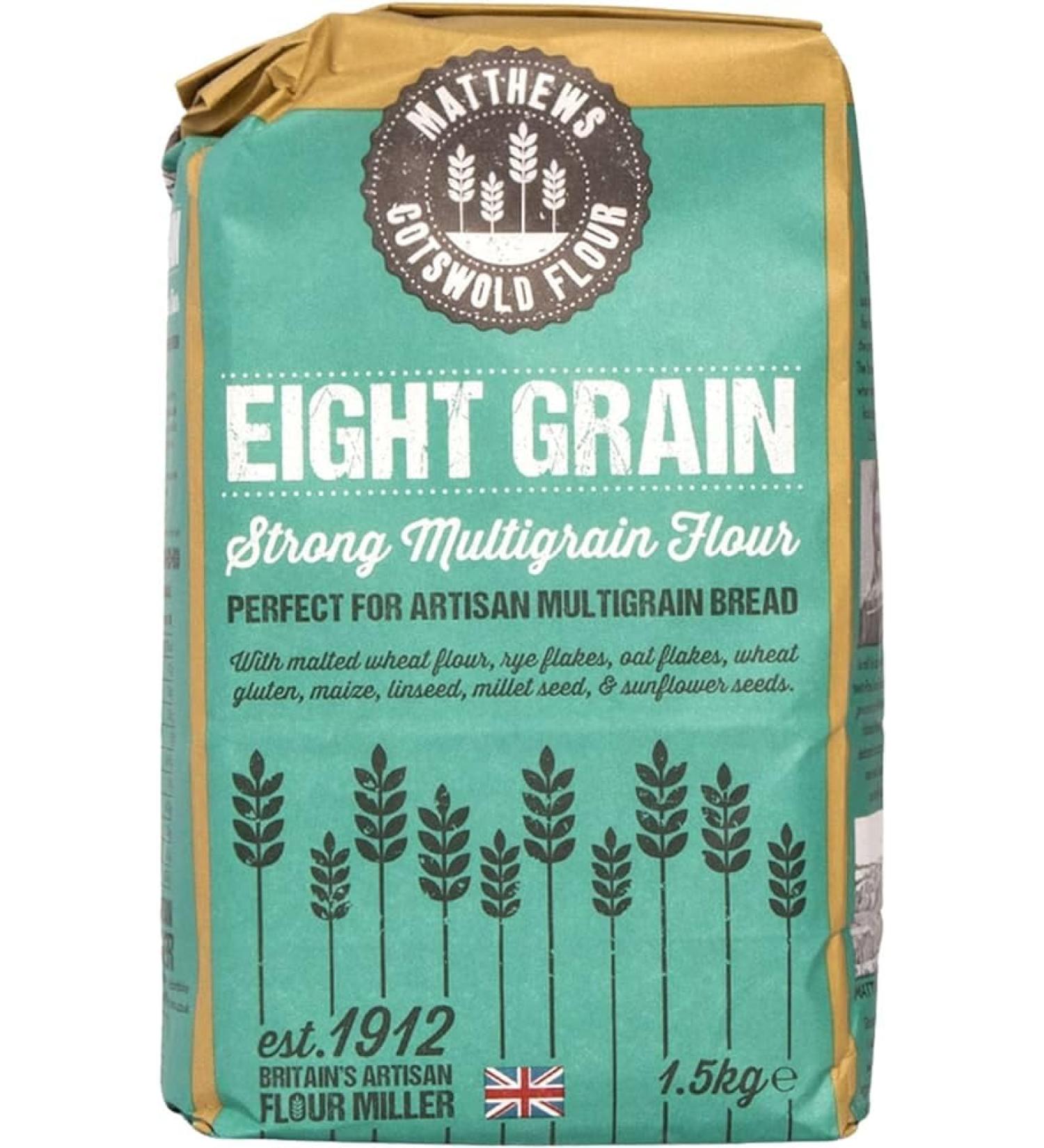 Matthews Flour Eight Grain Strong Multigrain (1.5Kg X 2) wholesome flour is ideal for baking delicious high fibre multigrain artisan breads and rolls by hand or bread machine. - Buy Online on GoSupps.com