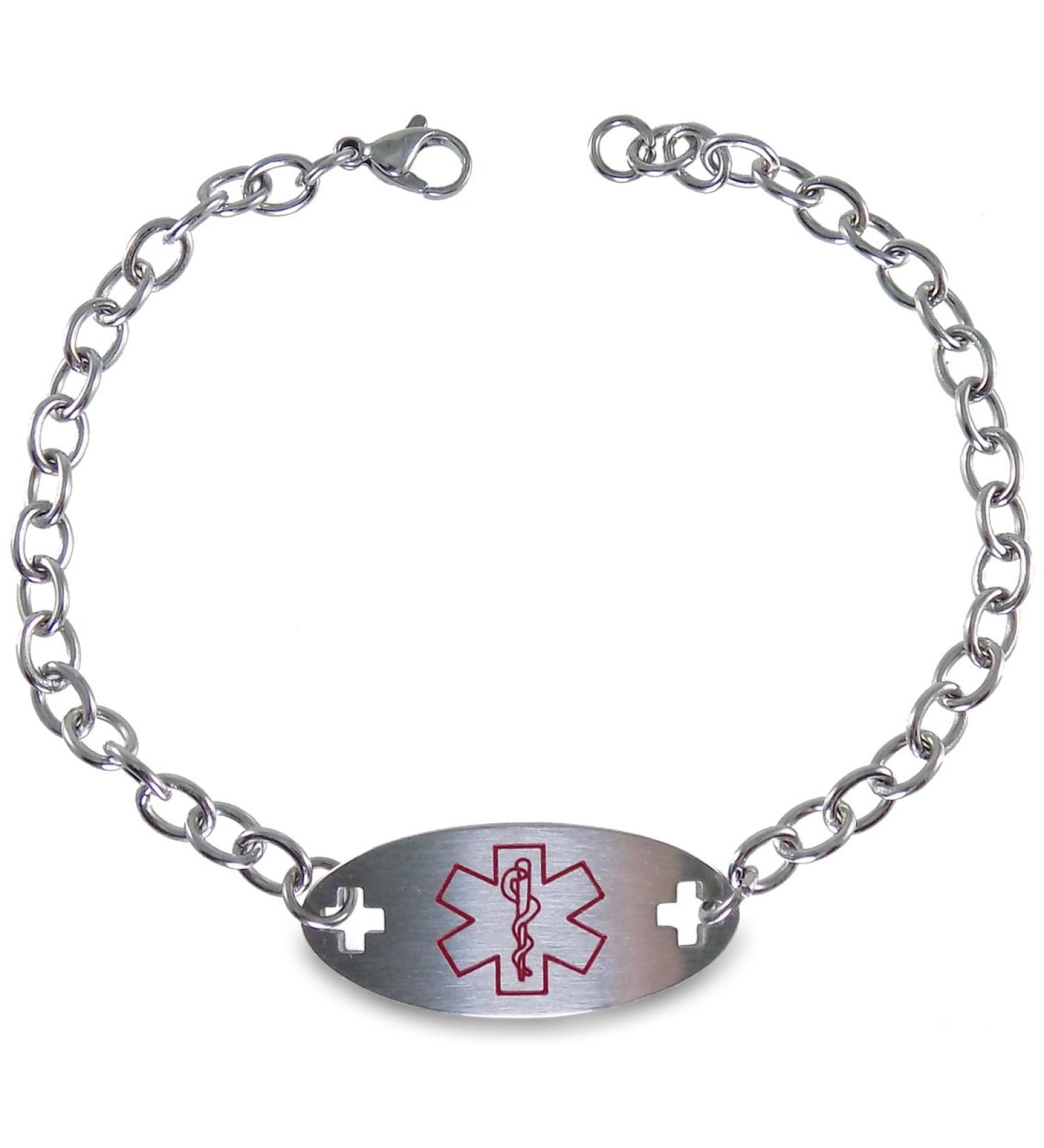 Diabetes Medical Alert ID Bracelet - Durable Stainless Steel with 9 Inch Chain - International Shipping Available - Buy Online on GoSupps.com