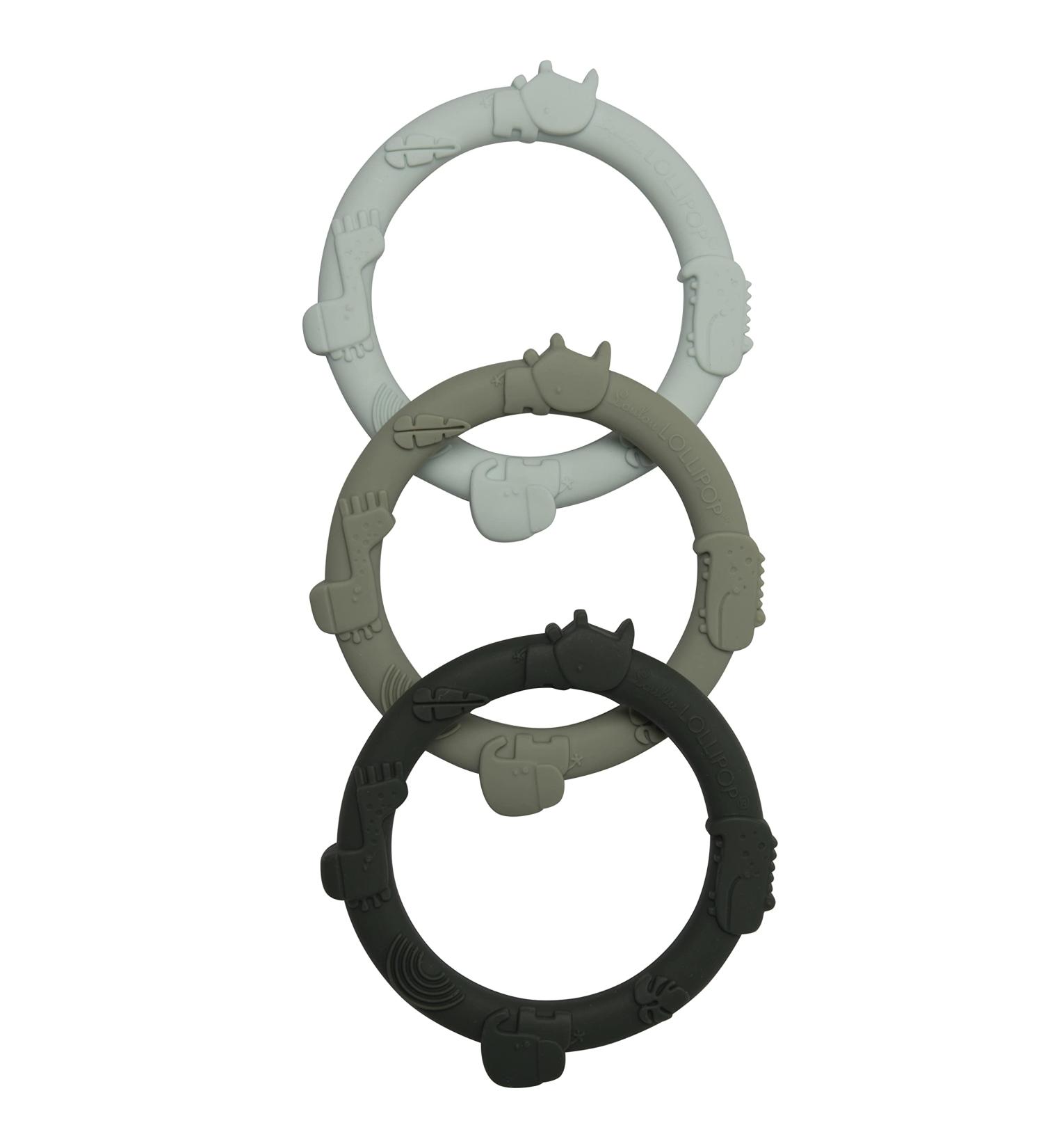 Loulou Lollipop Wild Teething Ring Set (Sage Green)
