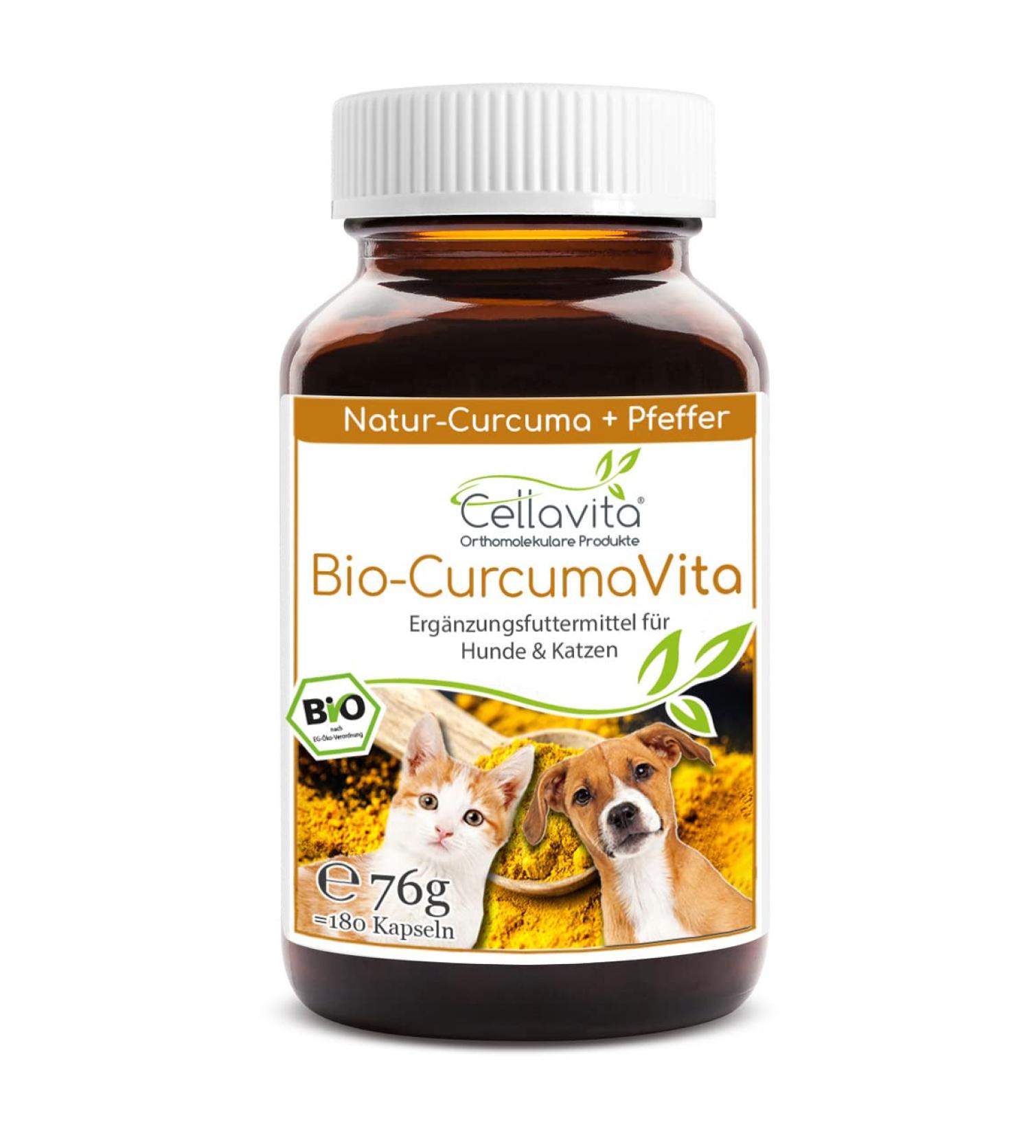 Cellavita Bio - Curcuma (turmeric) capsules for dogs & cats & animals (180 capsules) 180 pieces (1 pack)