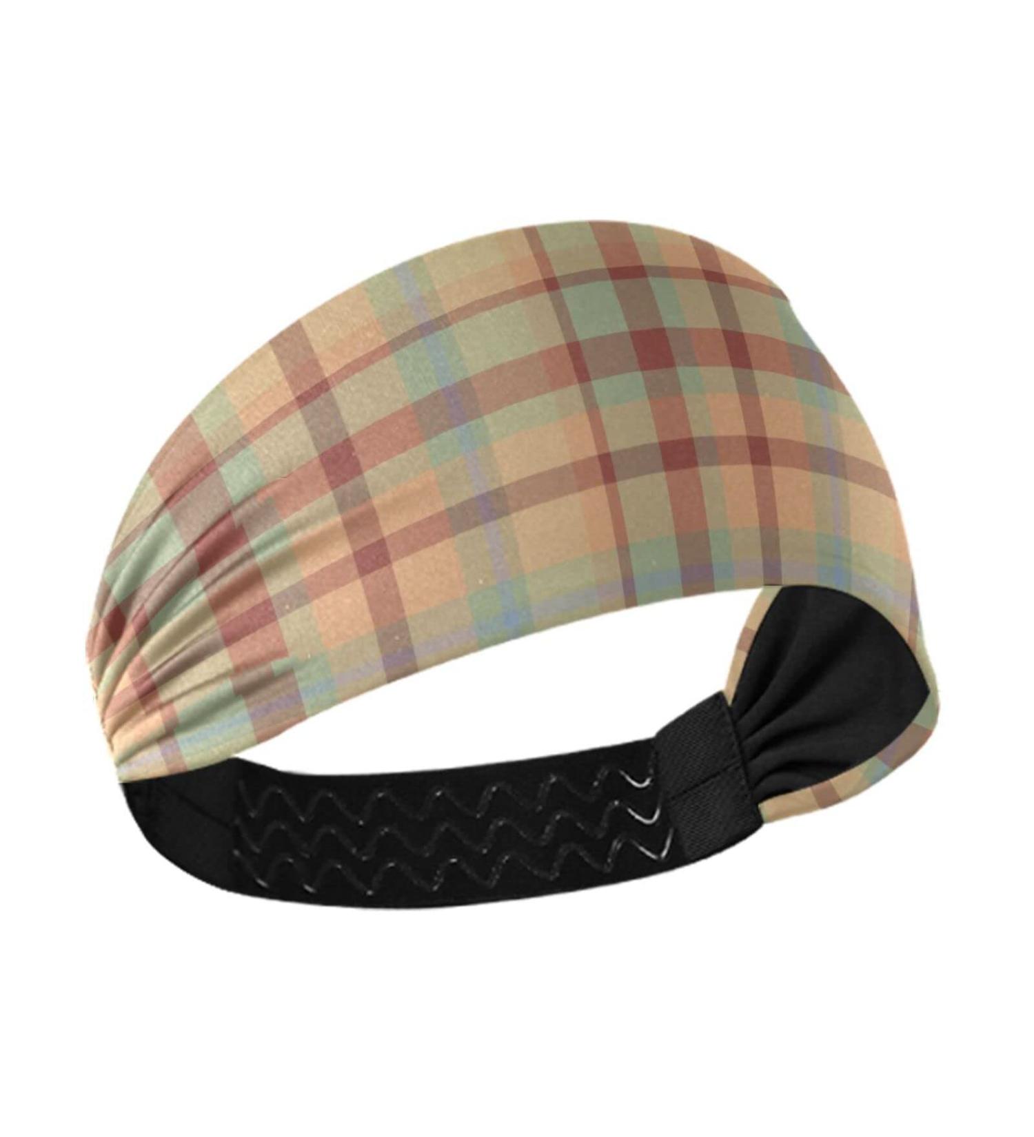 ElliTarr Women's Non-Slip Sweatband Headband - Brown Plaid | Sports Headband for Running, Yoga, Workout - Buy Online on GoSupps.com