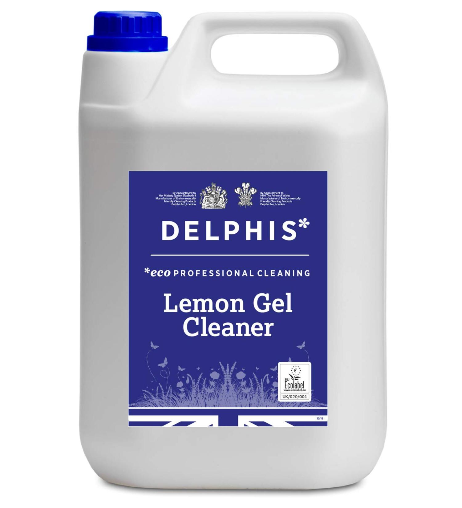 Delphis Eco Commercial Lemon Gel Cleaner Concentrate 5ltr | Plant-based eco-friendly EU Ecolabel Accredited | Multi-Purpose Cleaner & Degreaser for Floors Walls & Tiles