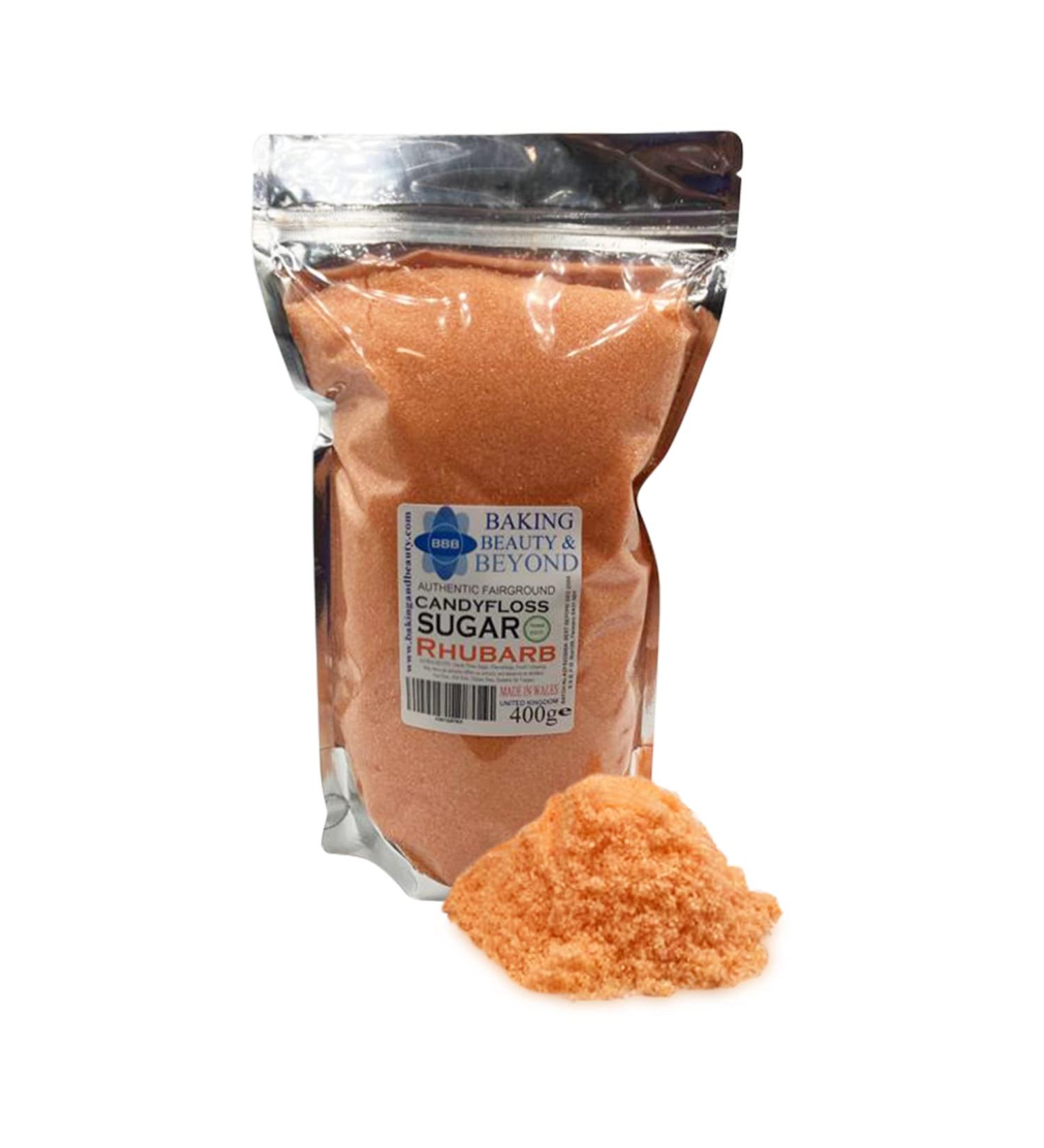 Baking Beauty and Beyond Rhubarb Flavour Premium Floss Sugar for Cotton Candy - 400g Bulk Floss Sugar with Natural Ingredients for Every Occasion - Buy Online on GoSupps.com
