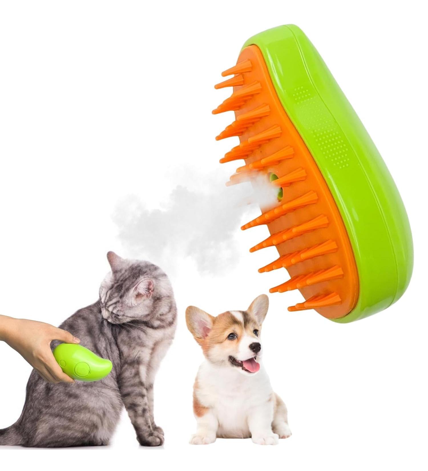 Cat Steam Brush Steamy Cat Brush - 3 in1 Pet Steam Brush Steam Brush for Dogs & Cats Multifunctional Cat Grooming Brush Pet Massage Comb Pet Hair Removal Comb (green) - Buy Online on GoSupps.com