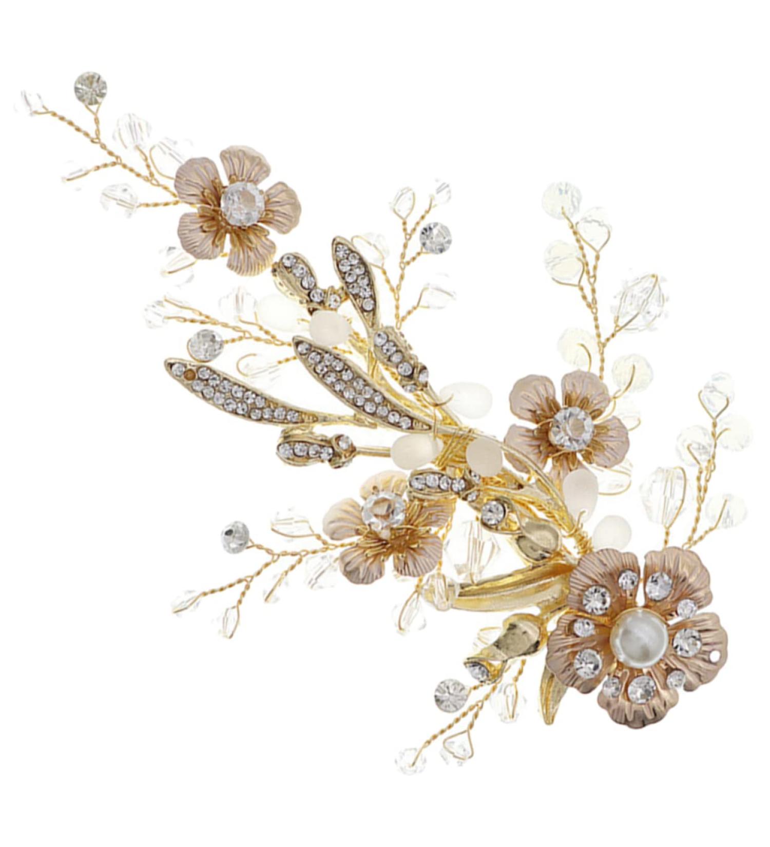 Beaupretty bridal hairpin bride hair clip flower hair clip rhinestone headpiece bridal hair hair barrettes for women hair for women wedding bride hair Wedding - Buy Online on GoSupps.com