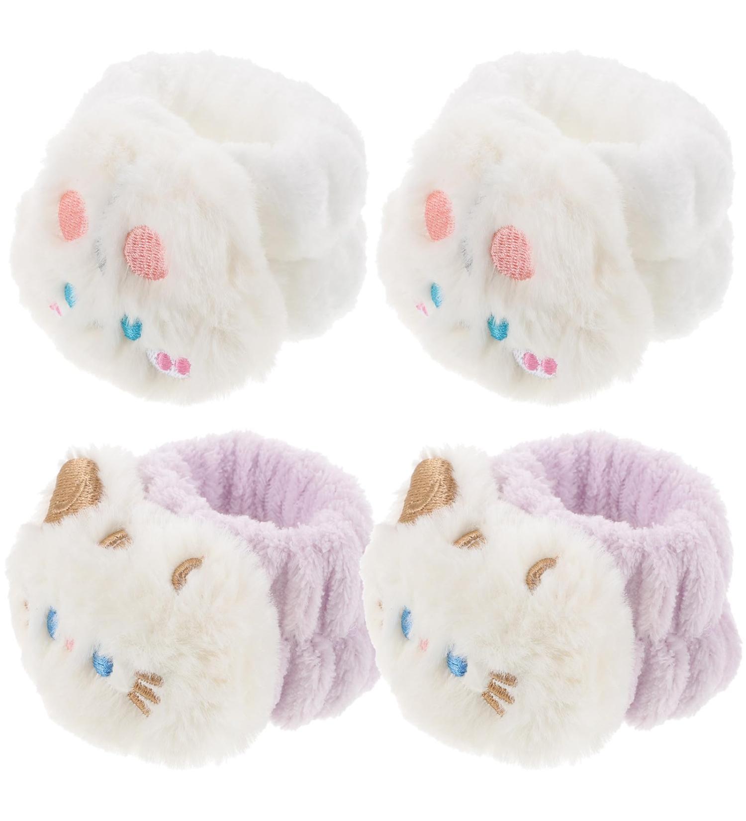 HOMSFOU Lot de 4 Bracelets Absorbants Lavage du Visage Poignet lastique Anti-humidit en Tissu Imitation Fourrure Couleur Blanche Ensemble Pratique pour Soins du Visage et Spa  - Buy Online on GoSupps.com
