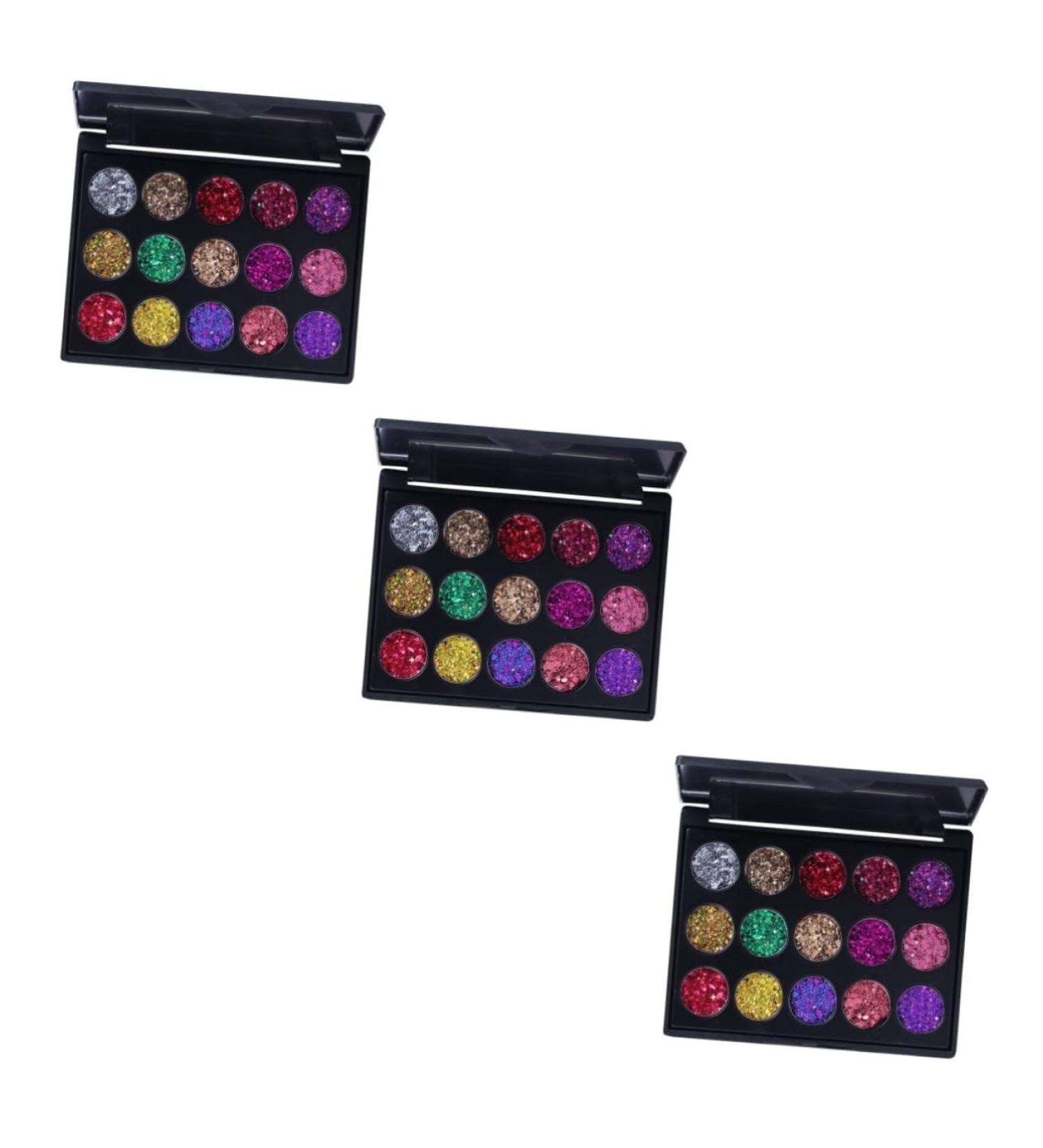 NOLITOY Eye Shadow Palettes - 3pcs Diamond Sequins Eyeshadow Set | 15 Shades 0.04 oz Each | International Shipping Available - Buy Online on GoSupps.com