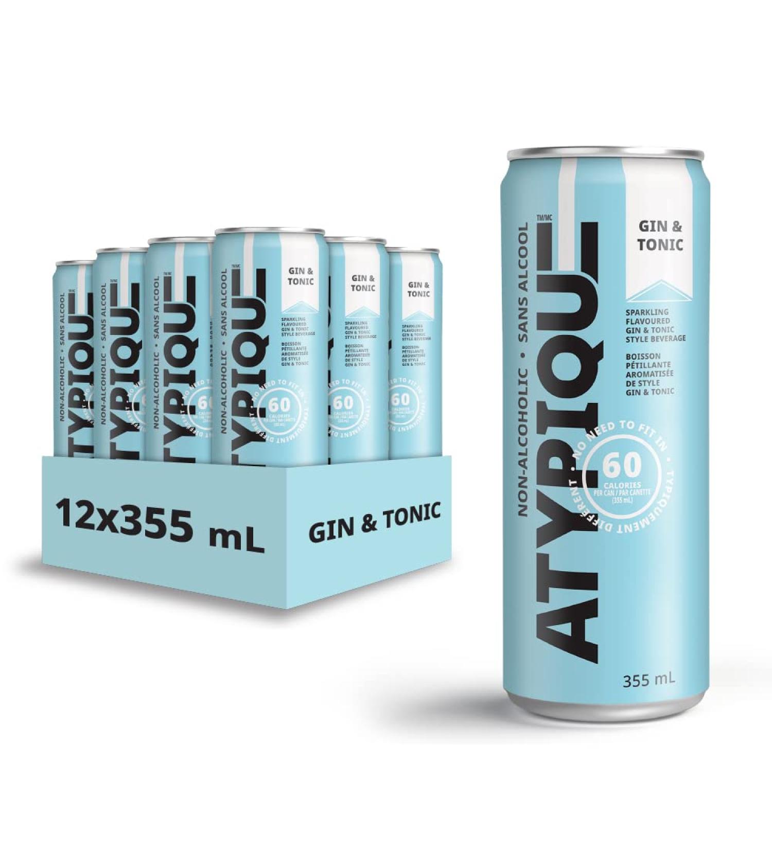 Atypique Non-Alcoholic Low Calories Cocktail Gin & Tonic 355 mL 12-Count Gin & Tonic 1 Count (Pack of 12) - Buy Online on GoSupps.com