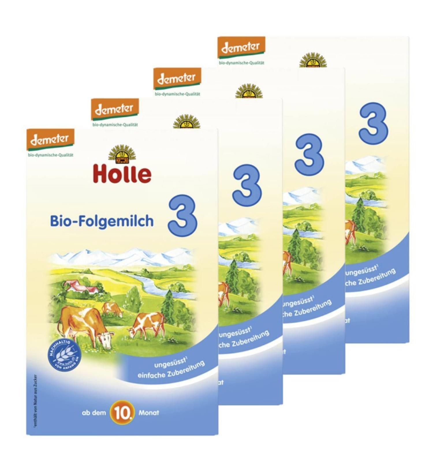 3Holle Organic Follow-up Milk from 10th Month - Pack of 4 - 4 x 600 g - Buy Online on GoSupps.com