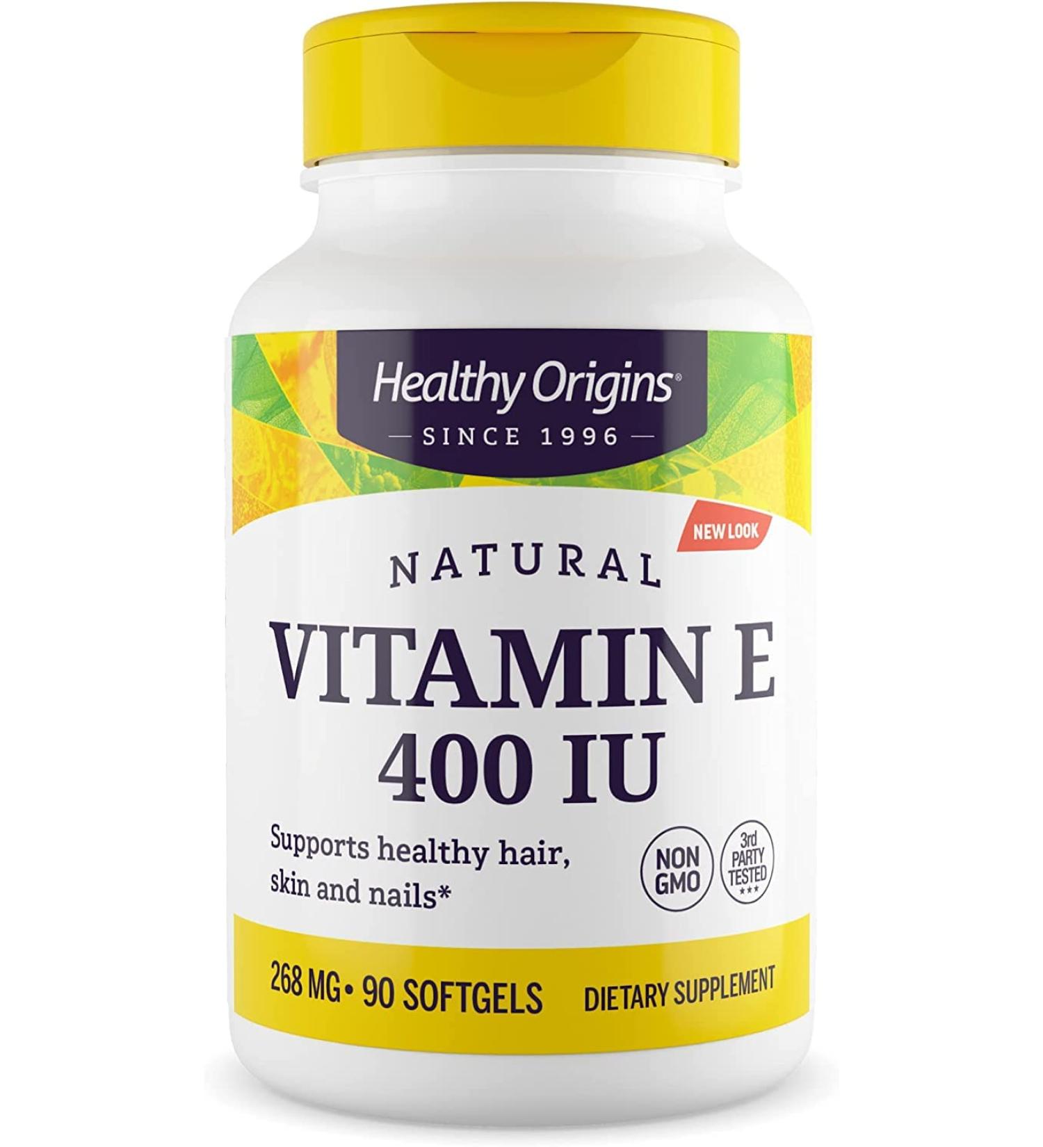 Healthy Origins Vitamin E 400 IU with Mixed Tocopherols - Non-GMO Skin Supplement - 90 Softgels - Buy Online on GoSupps.com