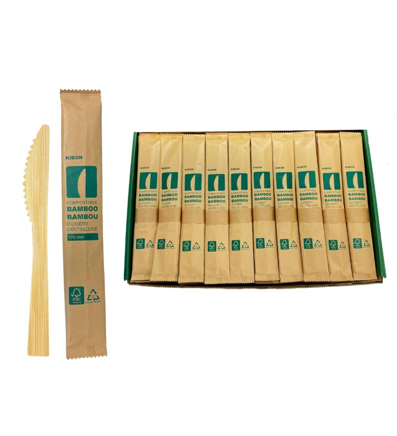 KIBON Bamboo Knives 100 Individually Wrapped Disposable Knives Biodegradable Packaging Sturdy Eco-Friendly Heat-Resistant Compostable Utensils for All Occasions Sustainable Plastic Alternative 100 Knives - Buy Online on GoSupps.com