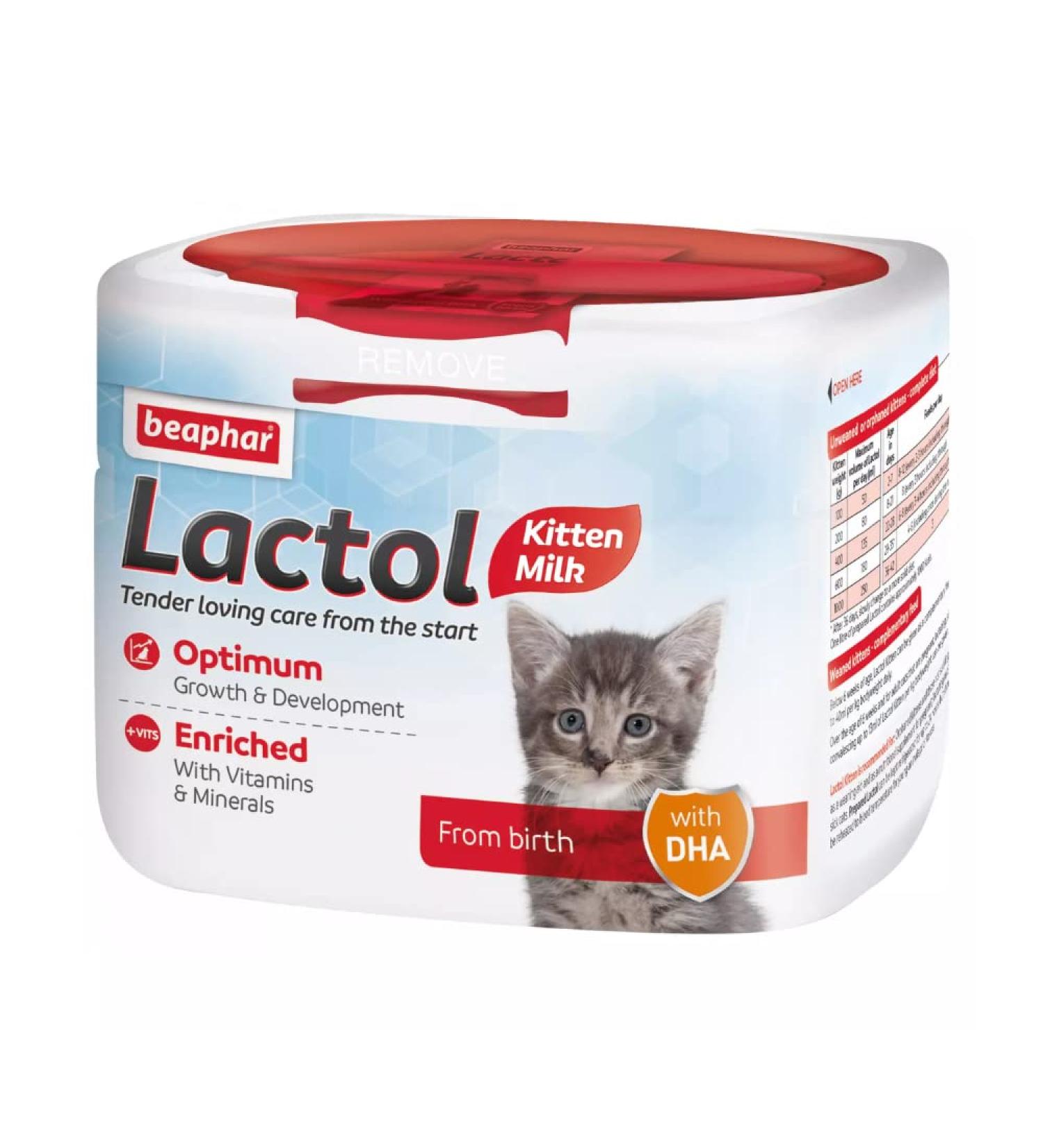Beaphar | Lactol Kitten Milk Replacer | Complete Nutritious Feed Newborn Weaning & Hand Rearing Kittens | Includes DHA & Taurine | Enriched With Vitamins & Minerals | 250 G 1 g (Pack of 1) Kitten