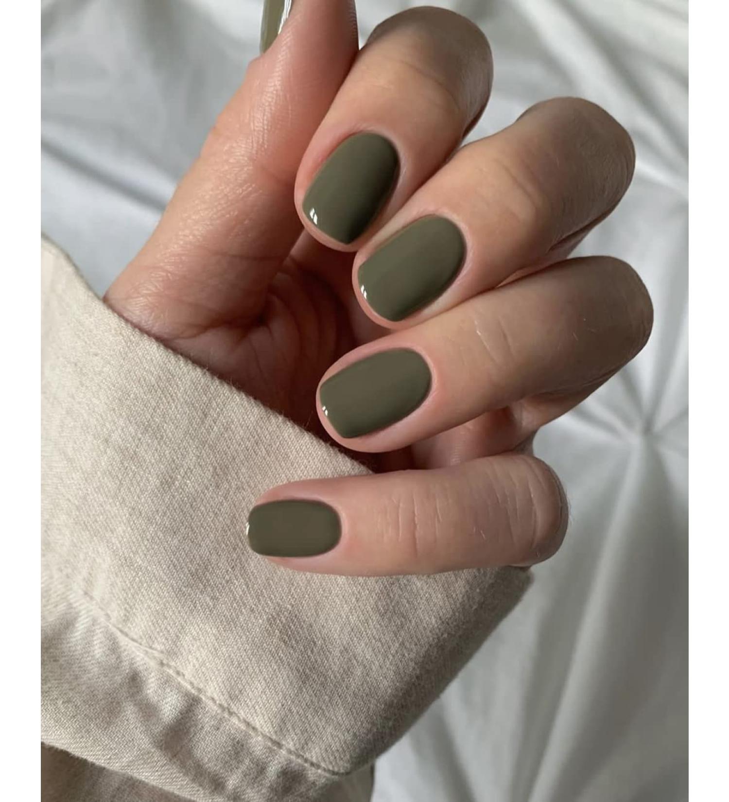 Sethexy Short Square Green False Nails - Glossy Pure Color Collection | 24Pcs Full Cover Acrylic Stick on Nails for Women and Girls - Matcha Green - Buy Online on GoSupps.com