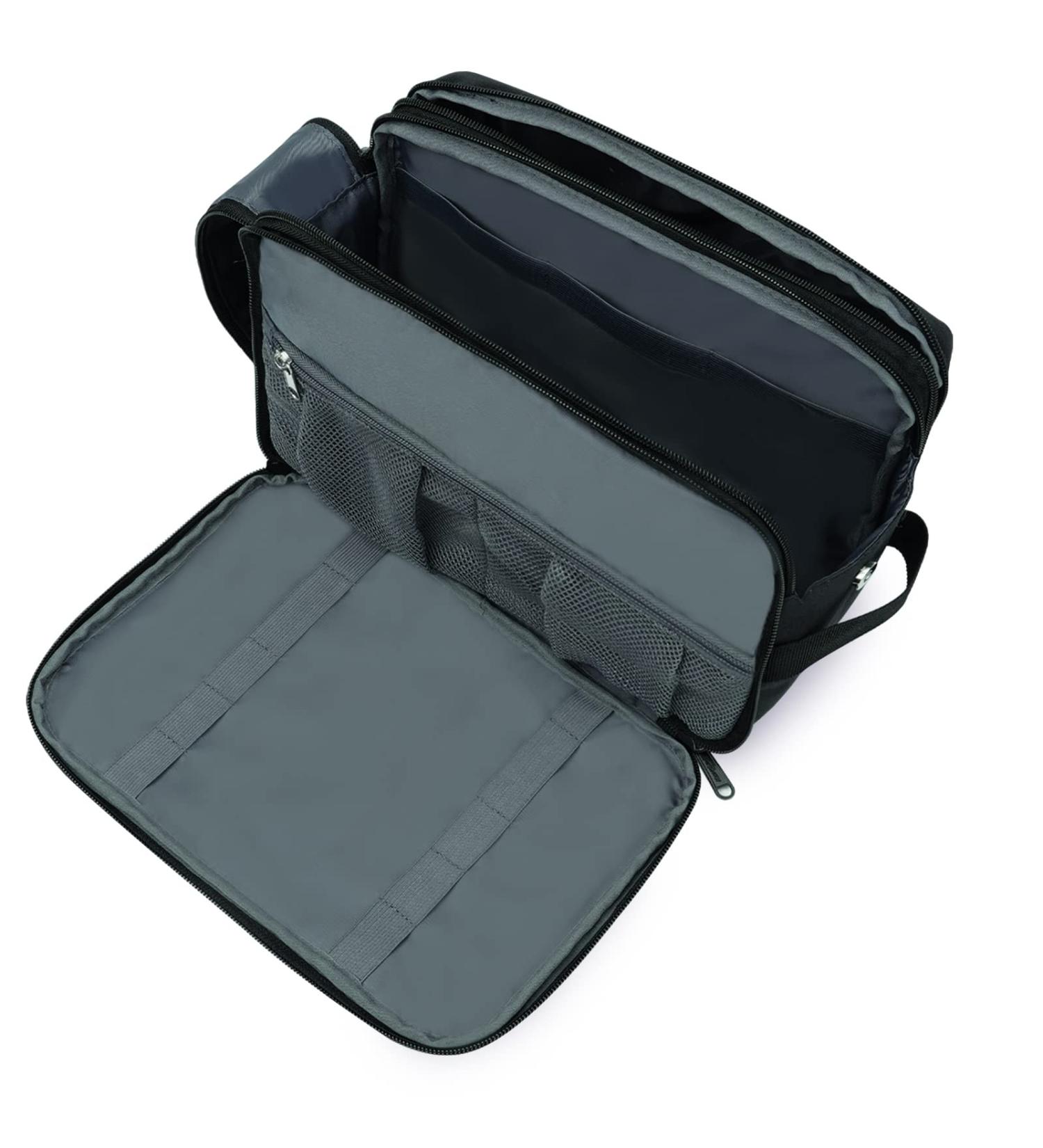 Water-Resistant Large Toiletry Bag for Men & Women - Black Dopp Kit for Travel, Cosmetic & Makeup Organizer, Shaving & Shower Kit - 11.2x 7.9x 6.3 - Buy Online on GoSupps.com