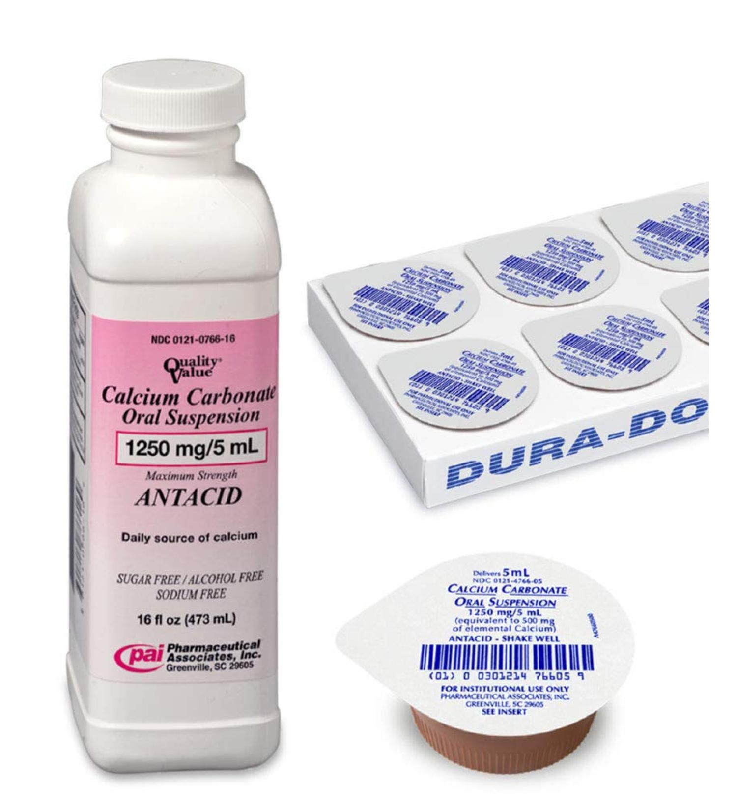 Calcium carbonate oral suspension 1250mg/5 ml - 16 oz by PHARMACEUTICAL ASSOC INC