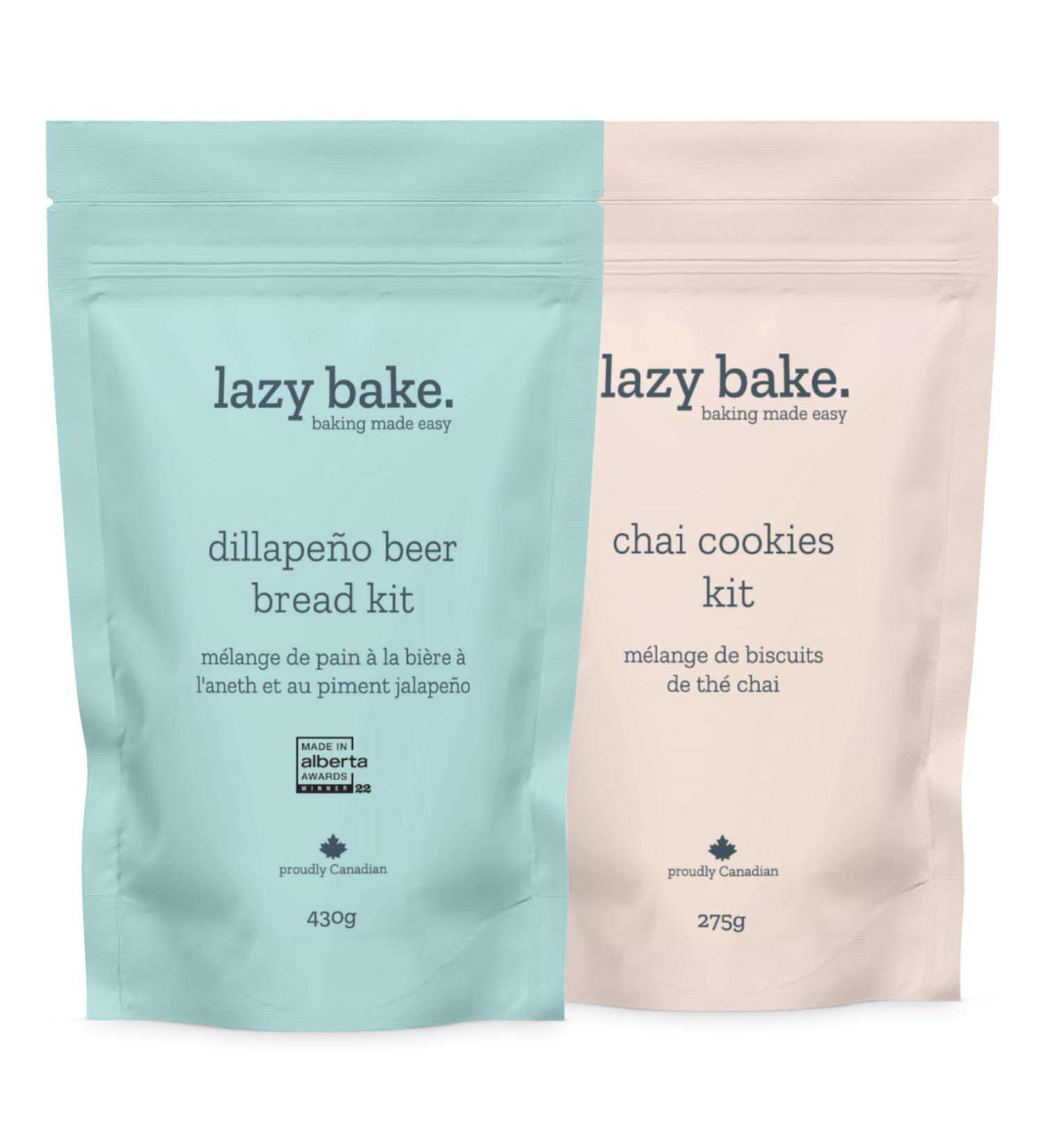 Lazy Bake Gourmet Baking Mix Bundle. Dillapeno Beer Bread Mix and Chai Cookie Mix. Make Fresh Baked Bread and Snacks at Home. Made In Canada. (Pack Of 2) Dillapeno & Chai (Pack of 2) - Buy Online on GoSupps.com