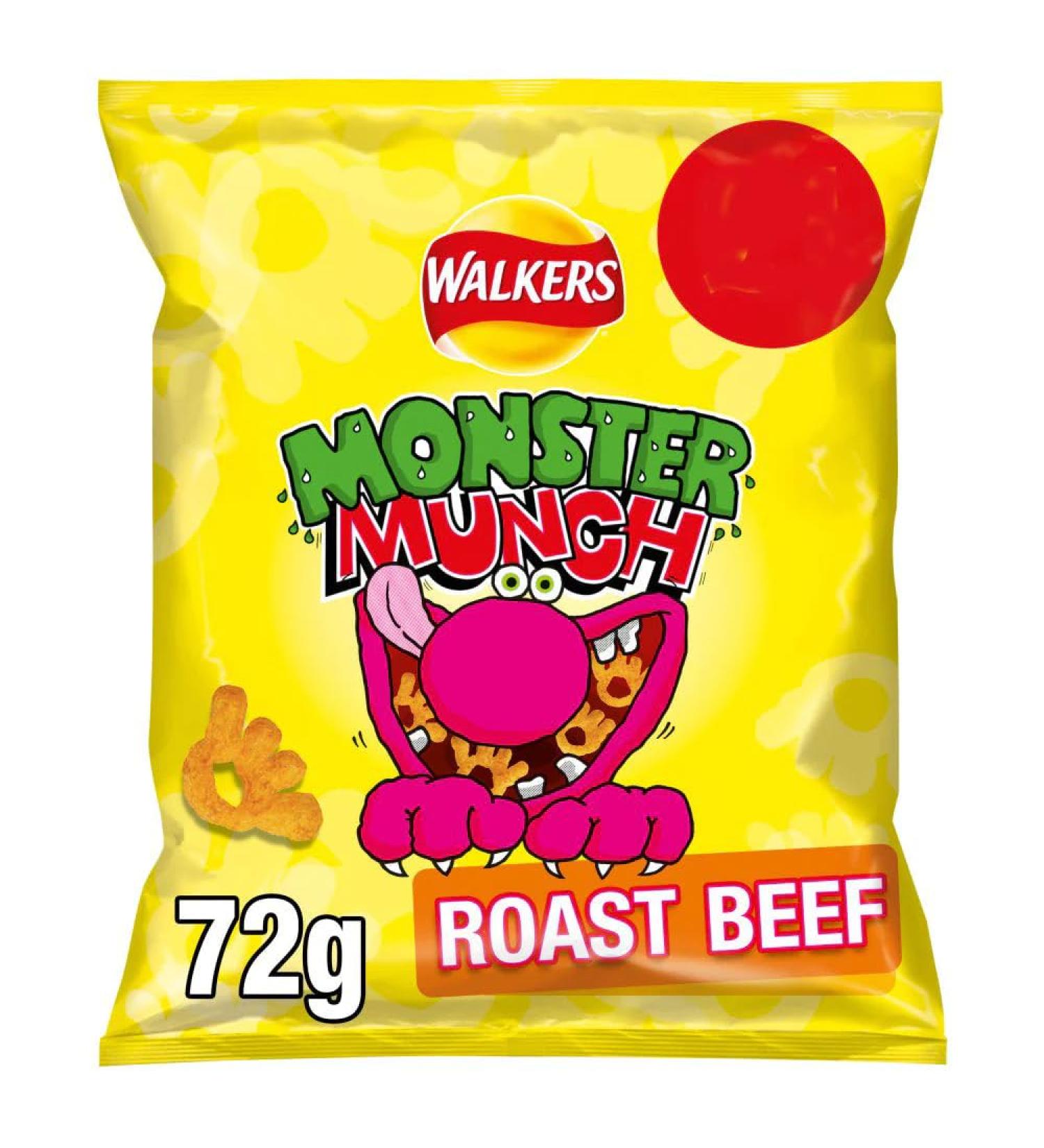Walkers Monster Munch Roast Beef Snacks 72g-Food