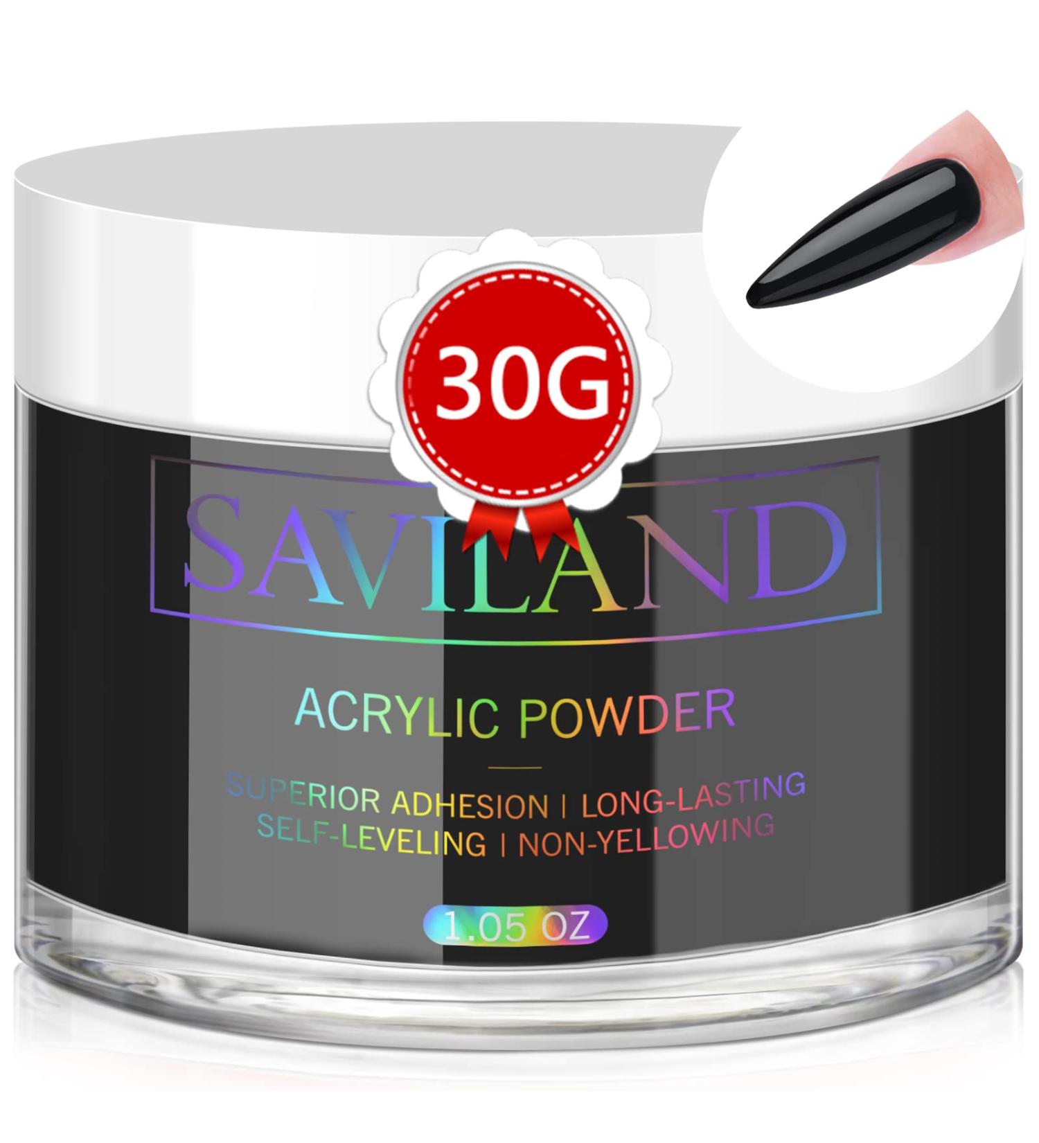 Saviland Black Acrylic Powder 30g Colored Nail Powder for Extension & French Manicure - Buy Online on GoSupps.com