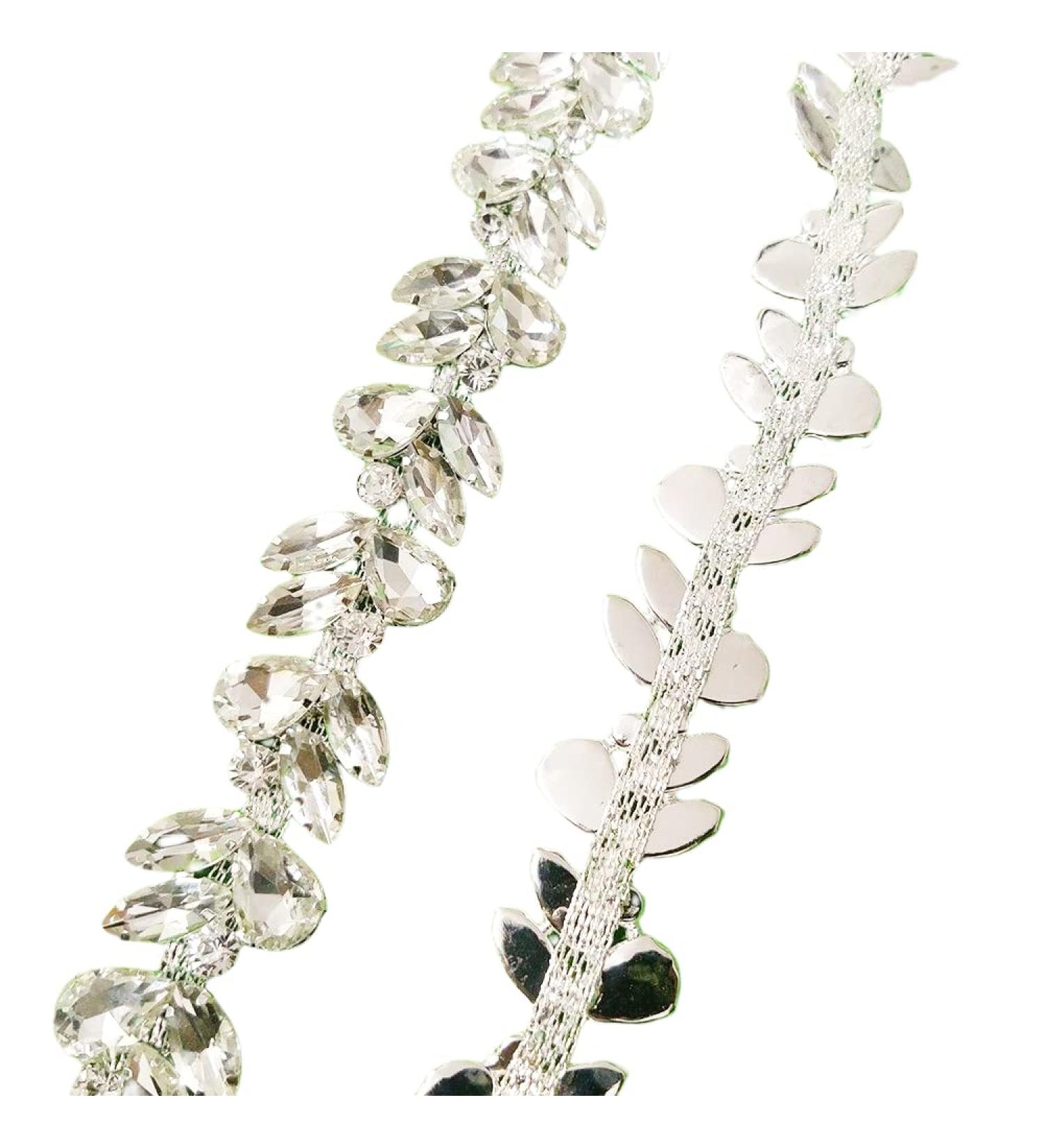 Bridal Costume Rhinestone Chain Trim - 1 Yard Clear Crystal Applique DIY Embellishment - Buy Online on GoSupps.com