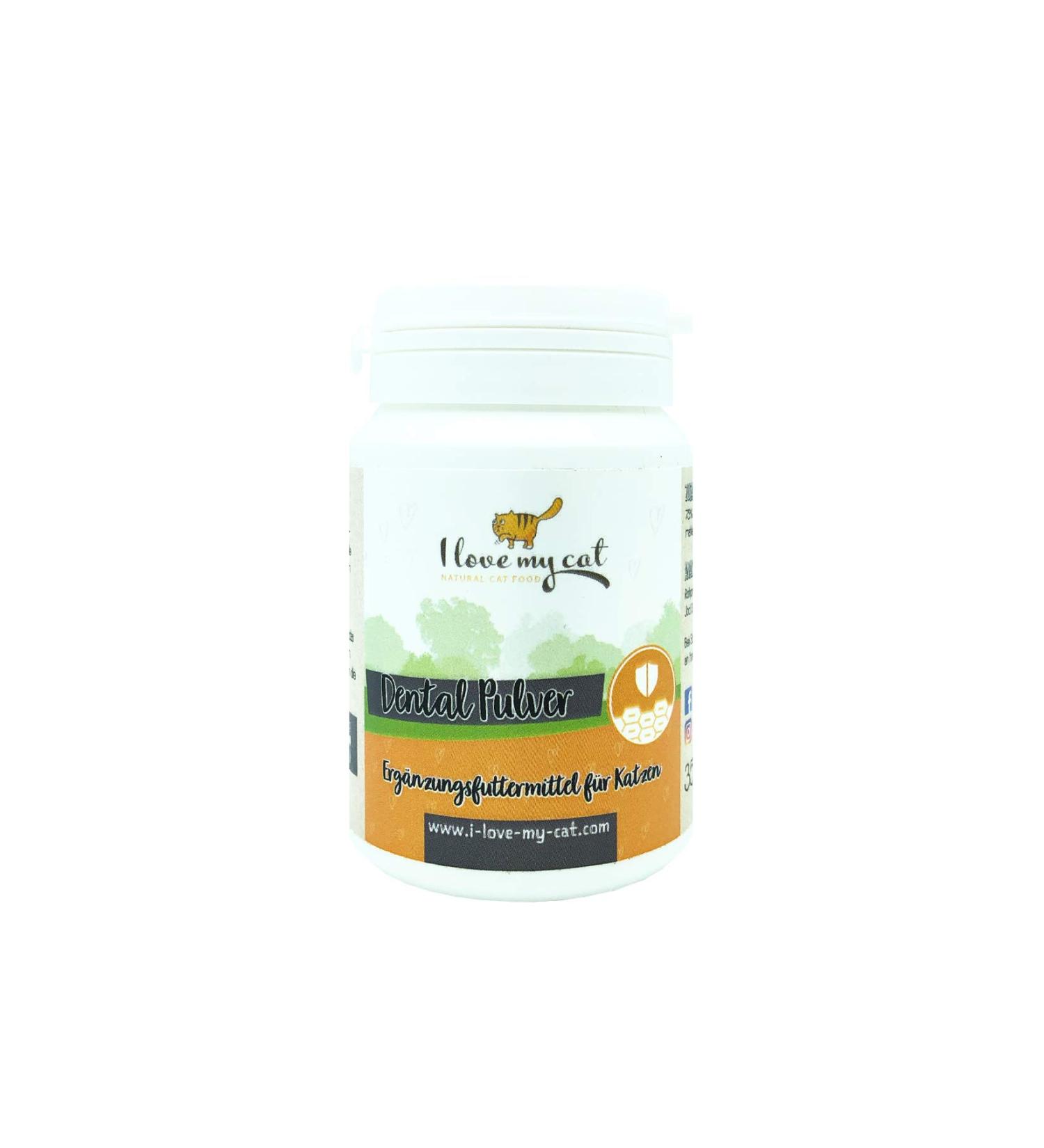 I love my cat natural cats dental care without artificial additives easy to use and dose effectively against dental surface and tartar dental powder - 35g