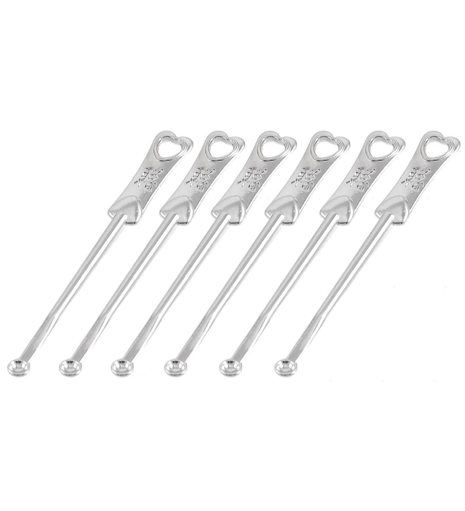 Qtqgoitem 6 Pcs Metal Earpick Earwax Ear Wax Remover Keyring Ornament Silver Tone (Model: 852 3c3 773 f78 e0a)