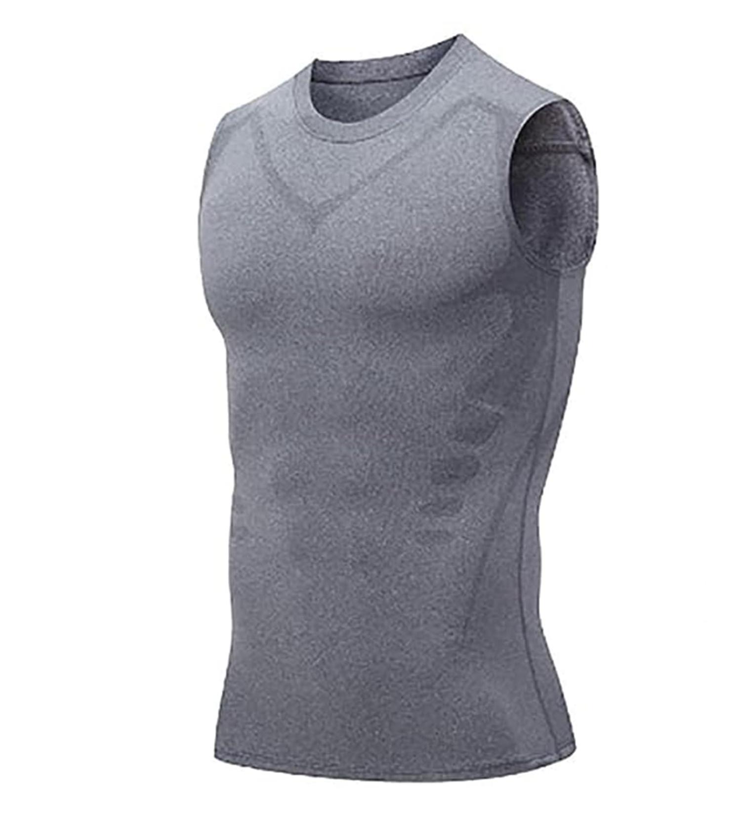 EXPECTSKY Ionic Shaping Vest for Men - Chest Gynecomastia Compression Top | Perfect Body Gray M - Buy Online on GoSupps.com