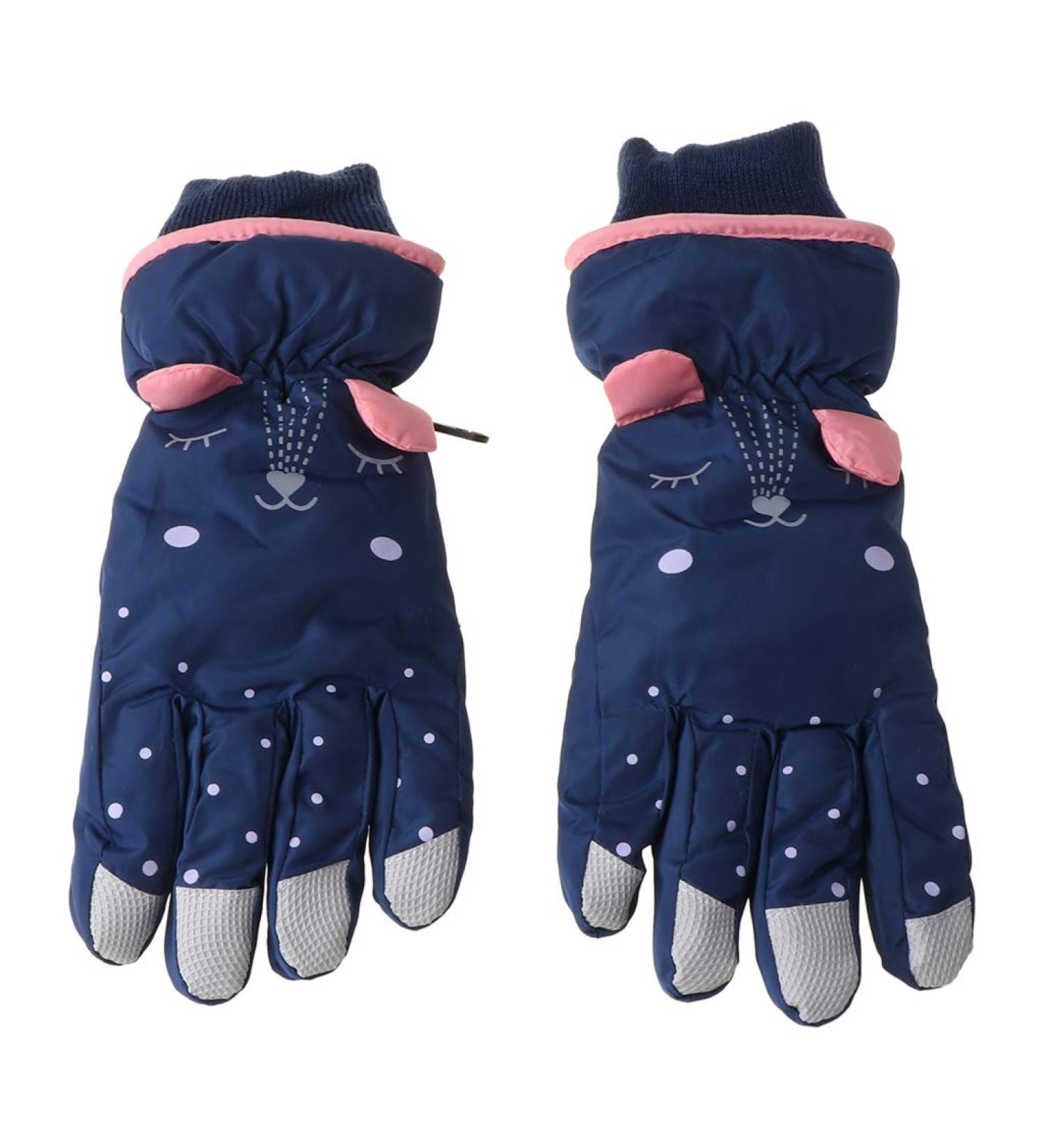 Buy Yunso Waterproof Children Ski Gloves - Winter Thermal Windproof Snow Gloves with Cartoon Ears for Skiing & Snowboarding - Blue Color - Buy Online on GoSupps.com